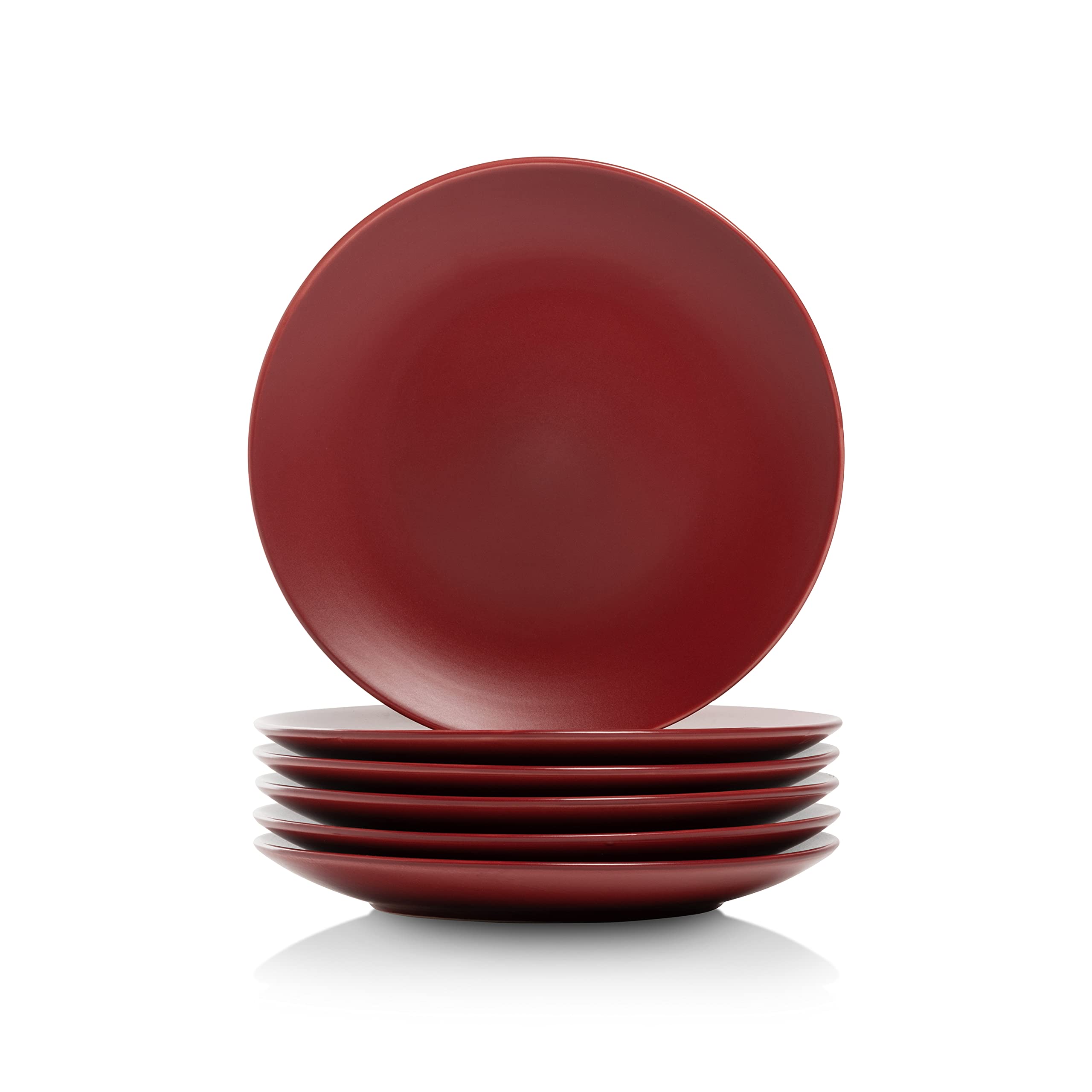 10 Strawberry Street Wazee Matte 8.25 '' Coupe Salad Plate, Set Of 6, Red