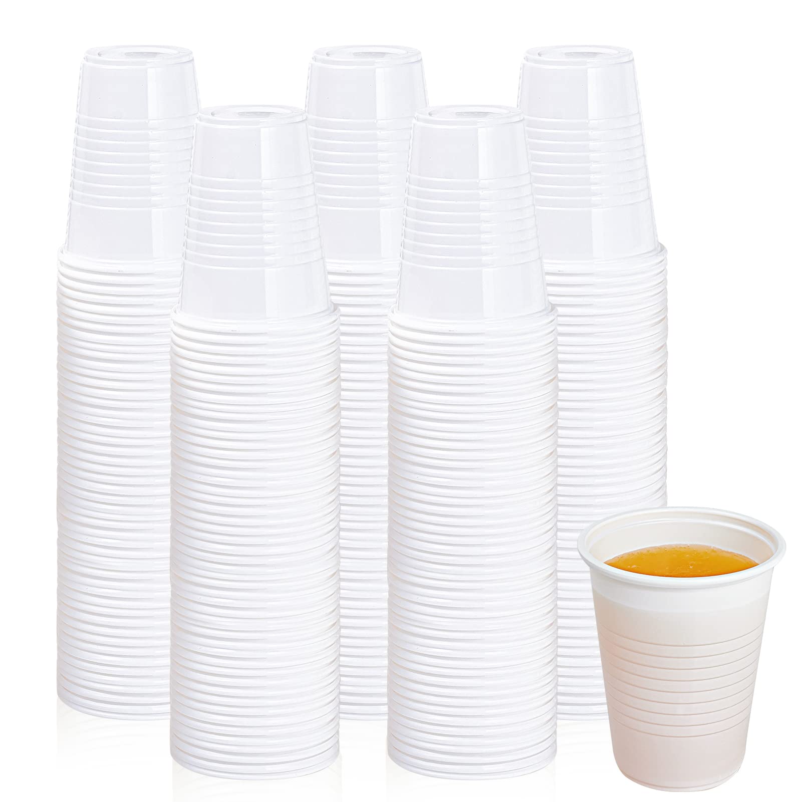 Lilymicky 500 Pack 5 Oz Disposable Plastic Cups, Small Plastic Drinking Cups, White Beverage Tumbler For Tasting, Drinking And P