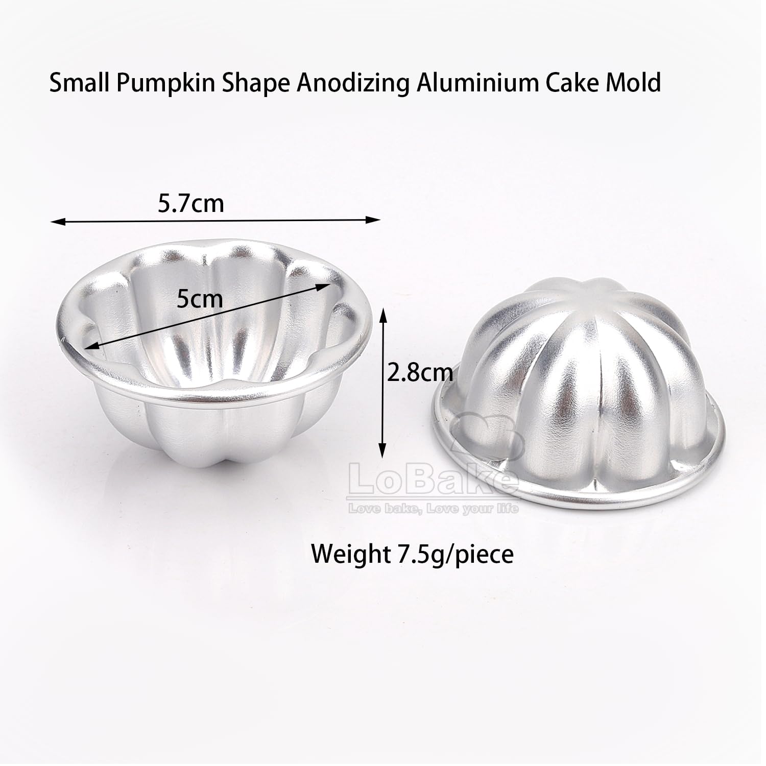 10Pcs Various Half Ball Pumpkin Grape Vollyball Shell Aluminium Tart Mould Jelly Pudding Cup Cupcake Mold Baking Tools (R13 Smal