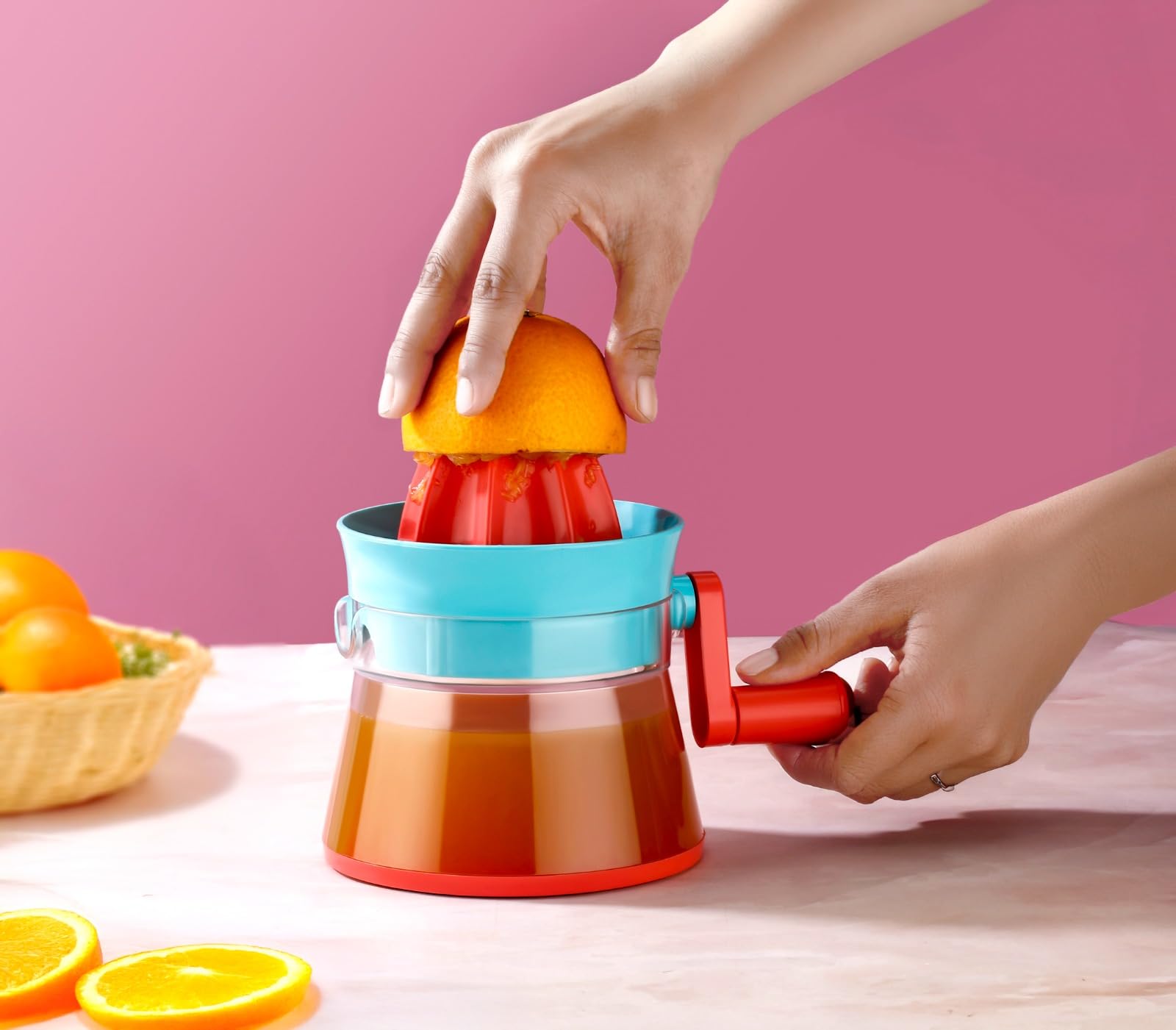 Clazkit Hand Juicer Machine, Manual Hand Juicer For Fruits And Vegetables, Heavy-Duty, Easy To Use, Best For Orange, Pomegranate