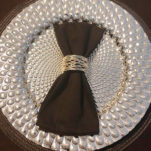 Skavij Metal Mesh Elegant Napkin Rings Set For Dining Table Decoration (Dia-2 Inch, Pack Of 6, Silver)