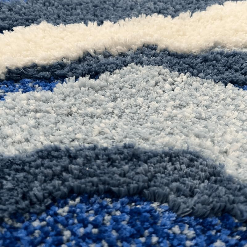 Zylg Wave Shape Furry Bedroom Rug, Fluffy Area Rug, Bathroom Rugs, Children'S Room, Bathroom Mats,Bath Mats(31.5 X 19.7 In)