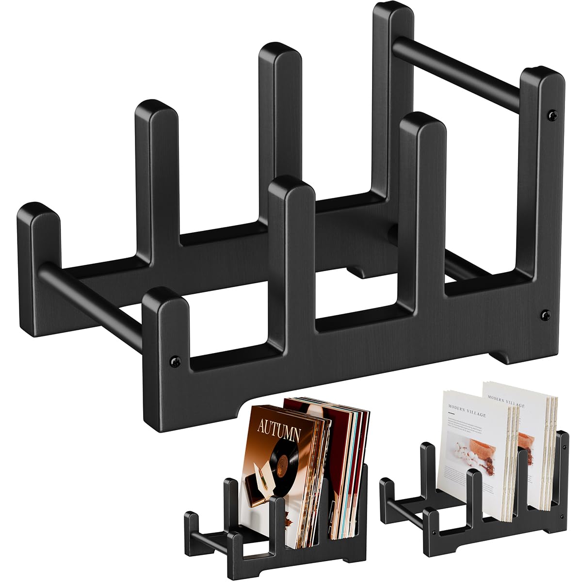 QILICHZ Record Holder,3-Tier Vinyl Record Storage,60LPs Vinyl Holders,Wood Records Display Stand for Records, Album Storage for 