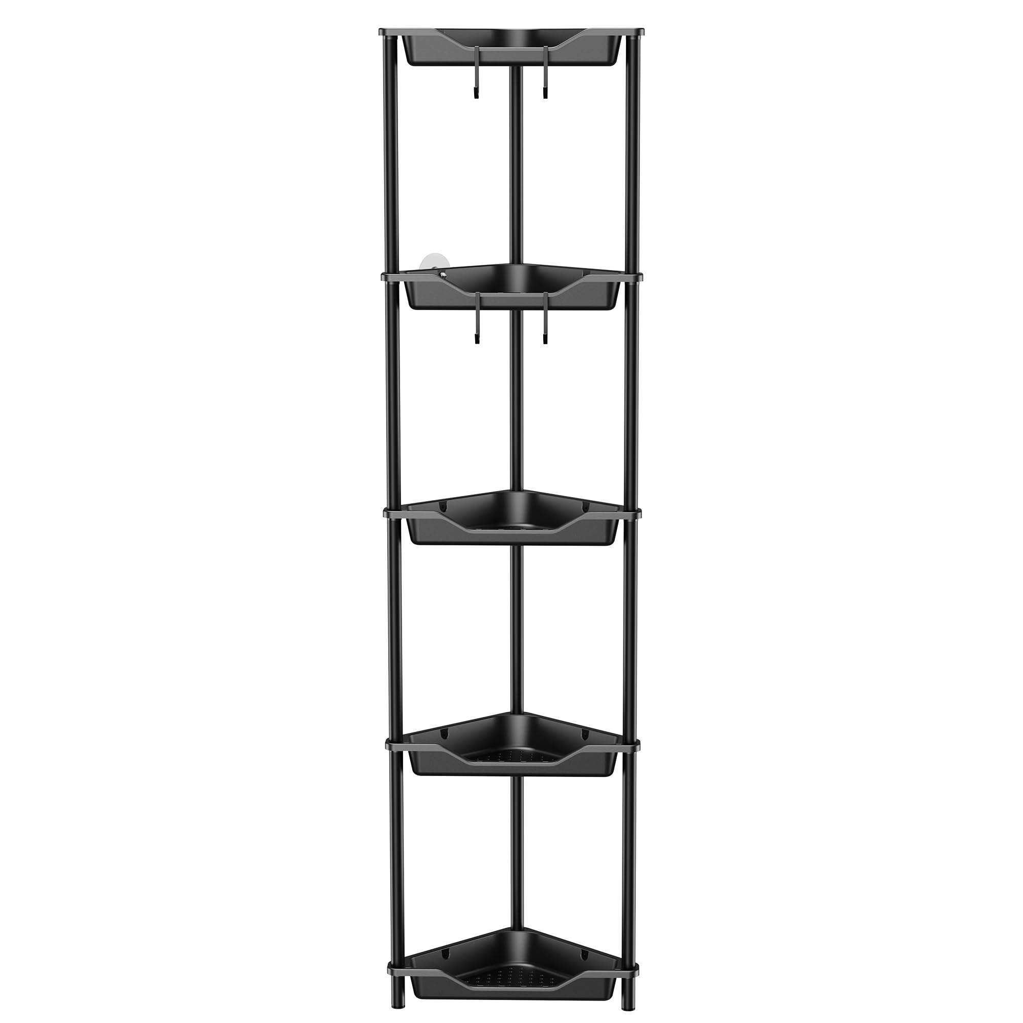 Orimade Rustproof 5 Tier Floor Standing Corner Shower Caddy Organizer, Plastic Metal Splicing Floor Corner Shelf Rack Stands For