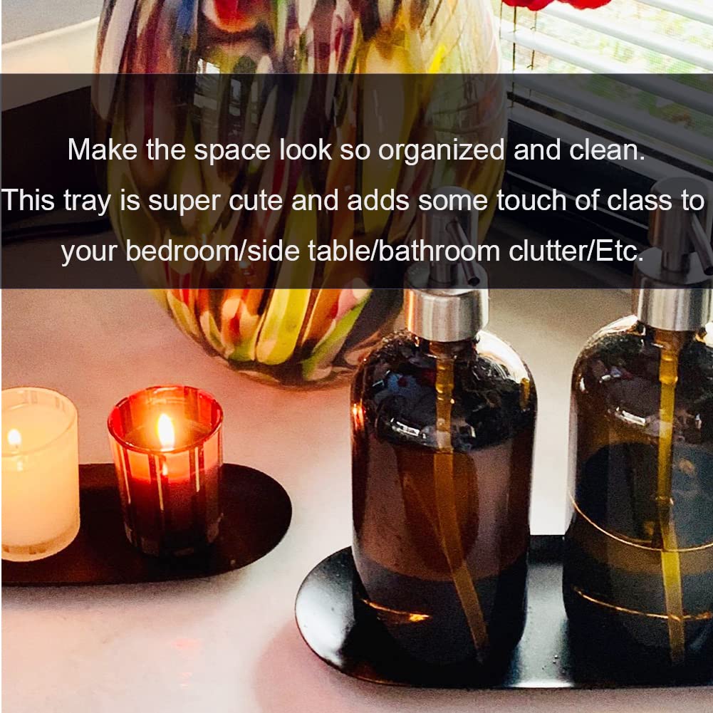 Stainless Steel Decorative Tray, Set Of 2, 7 Inch Long, Jewelry Dish Cosmetics Organizer Bathroom Clutter Serving Platter Small