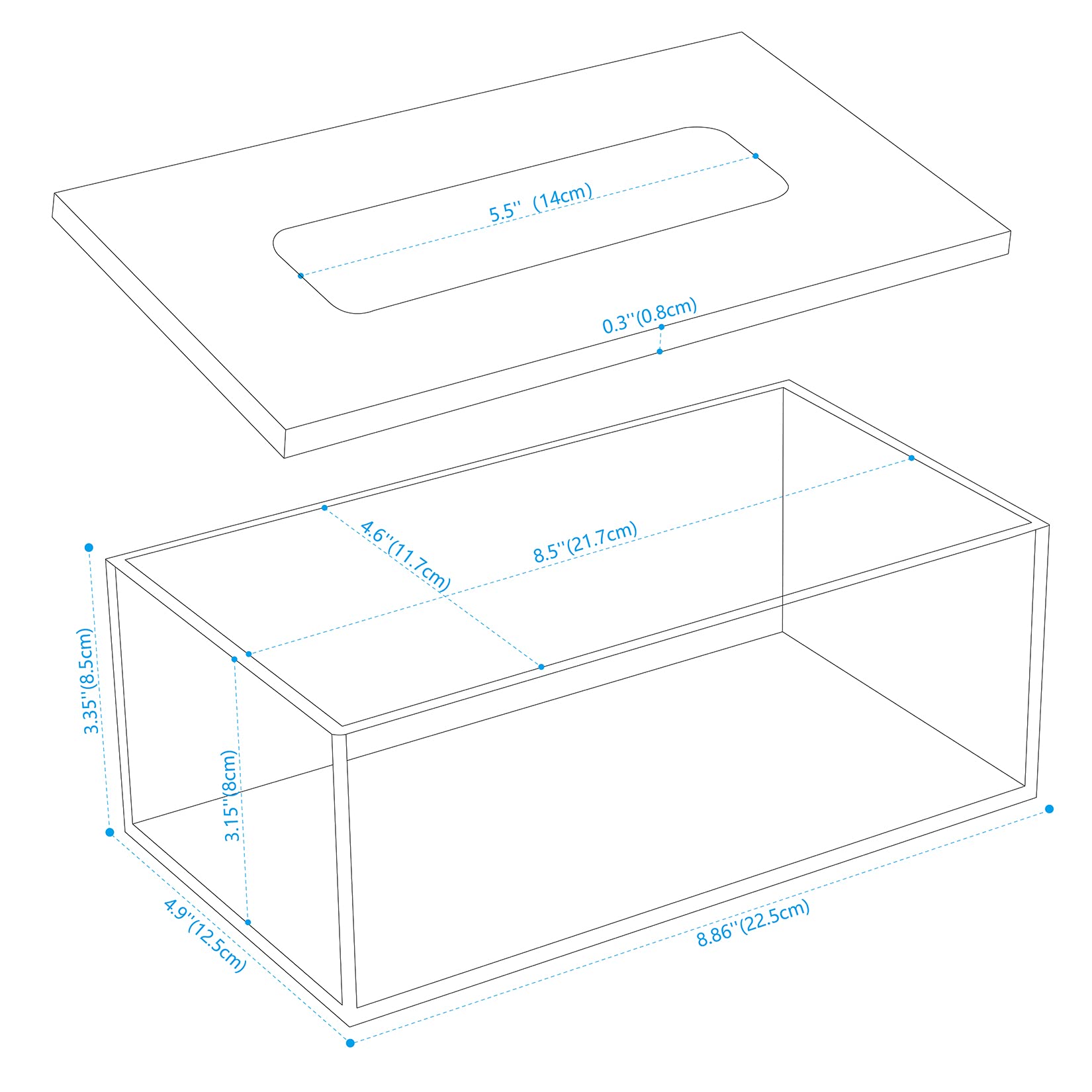Sanrui Clear Acrylic Facial Tissue Box Cover Holder With 8Mm Top Lid Rectangle Napkin Dispenser Organizer For Bathroom, Kitchen