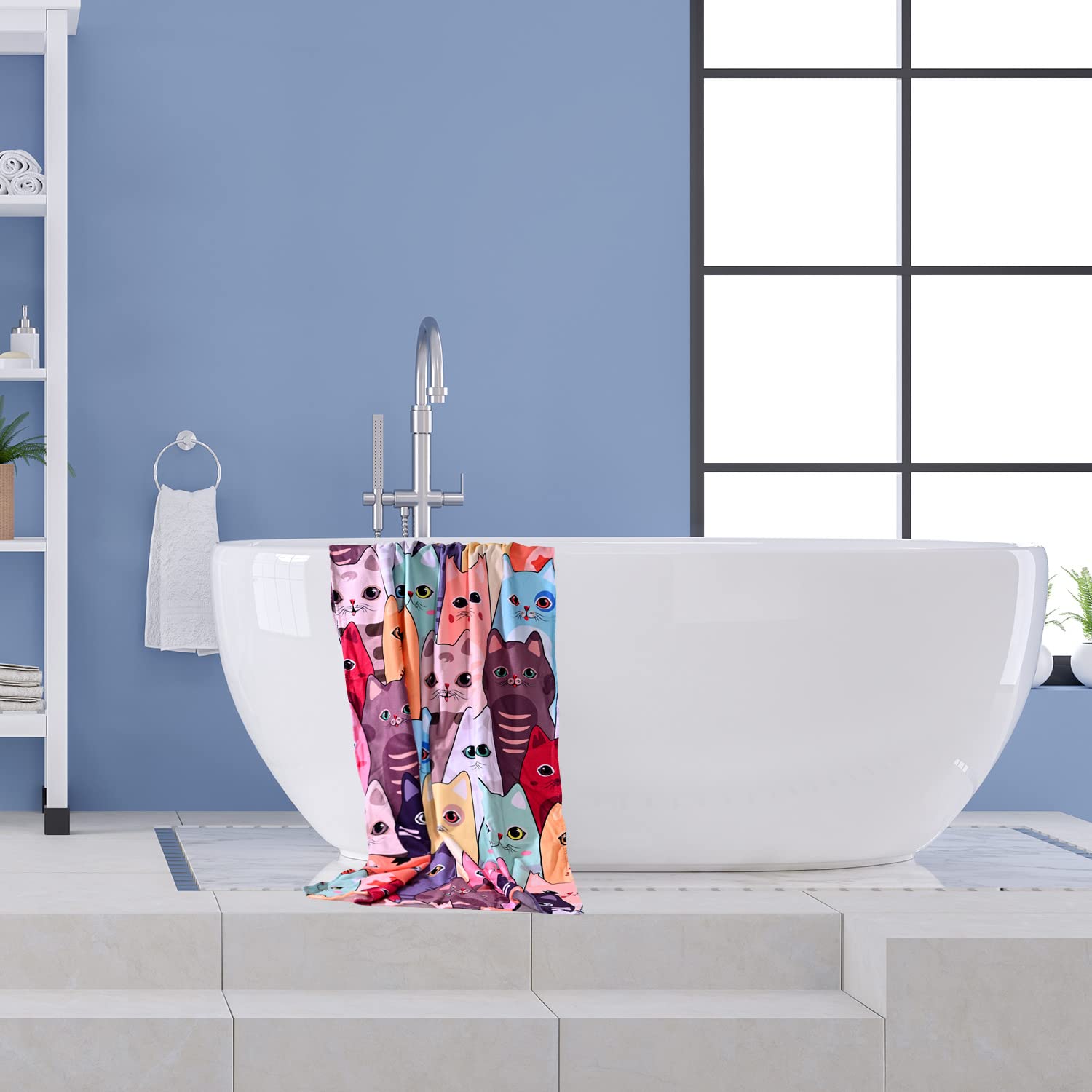 Livilan Large Kitten Cat Beach Towel, 30'' X 60'' Soft Microfiber, Absorbent, Quick Dry, Sand Free, Light, Multiuse For Bath, Po