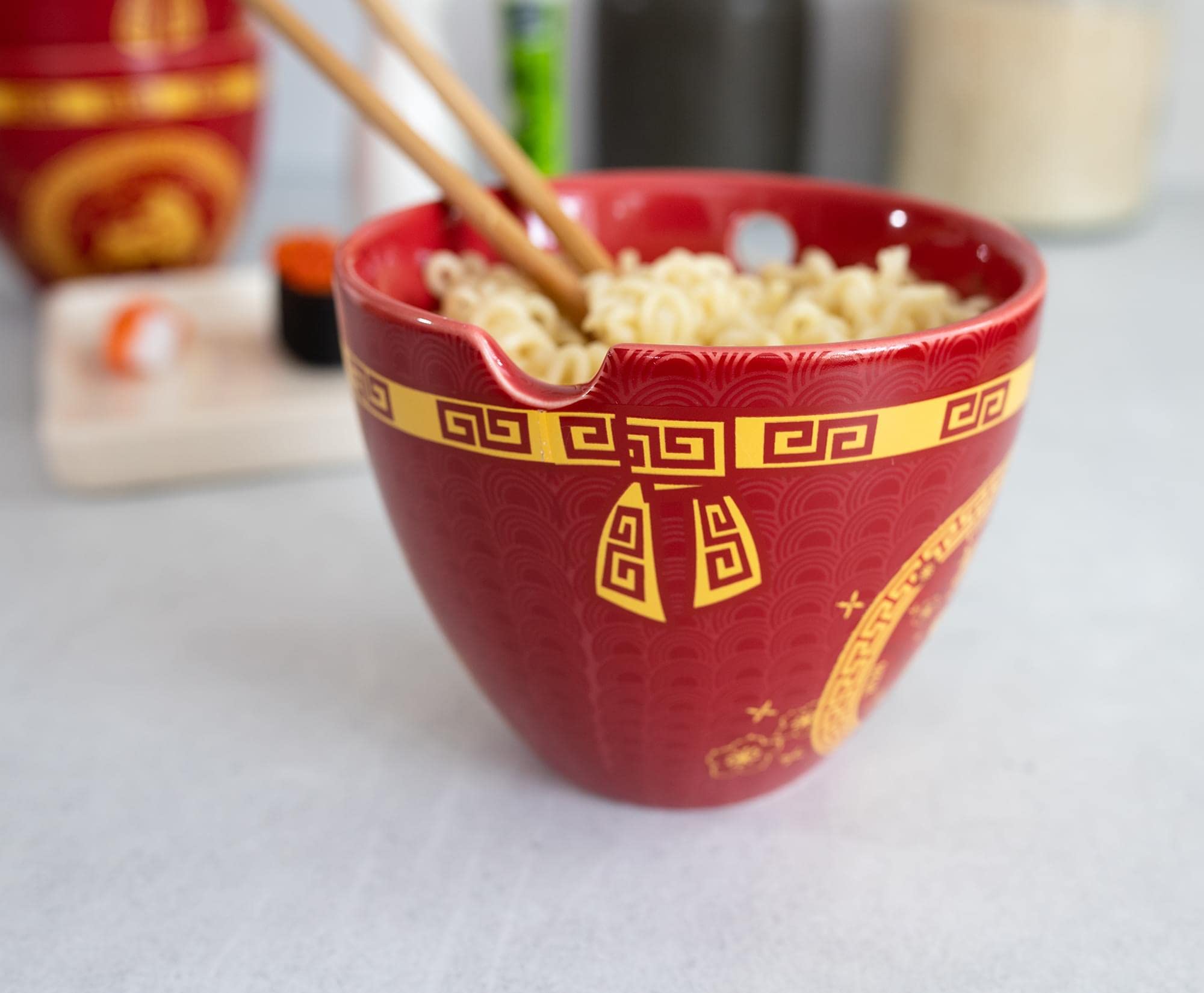 Boom Trendz Year Of The Monkey Chinese Zodiac Ceramic Dinnerware Set | Includes 16-Ounce Ramen Noodle Bowl And Wooden Chopsticks
