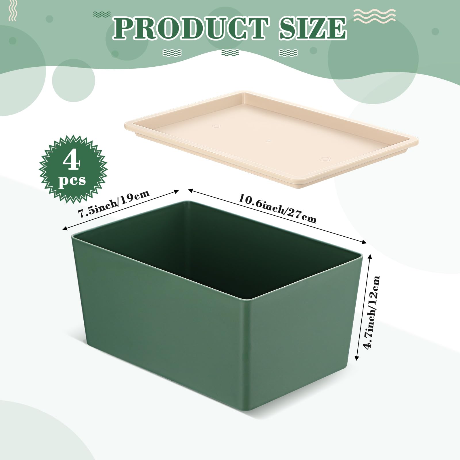 Menkxi 4 Pcs Storage Bins With Lids Plastic Storage Containers Stackable Storage Box Baskets For Organizing Shelves (Green,Small