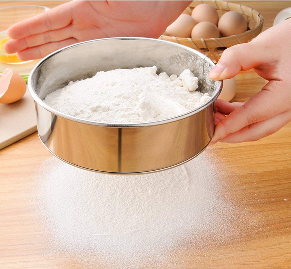 Ampseven Flour Sifter For Baking - Stainless Steel 40 Mesh Small Tamis 6Inch Round Sifter,Mini Fine Mesh Flour Sieve(6 Inch, 40M