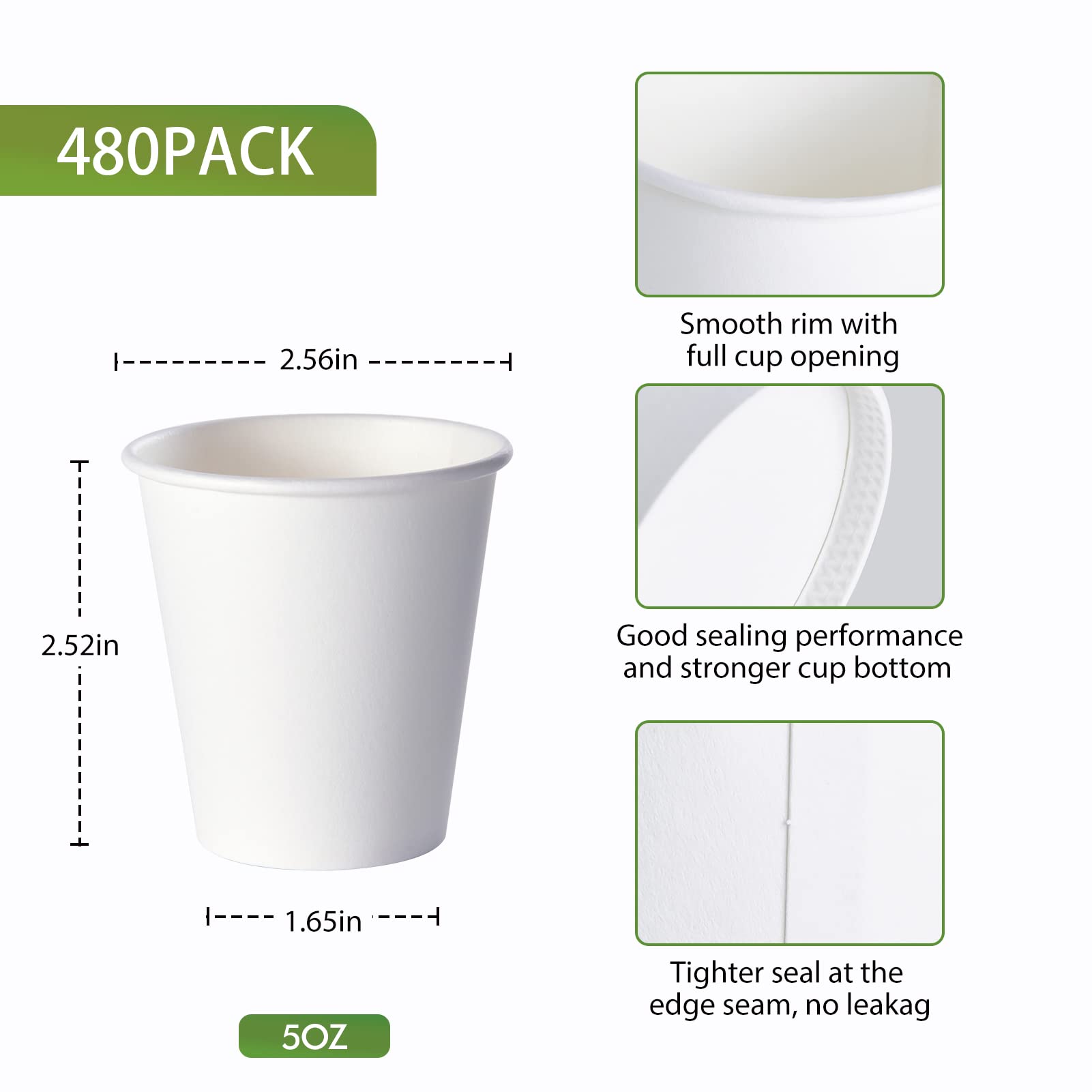 Litopak 480 Pack 5 Oz Disposable Paper Cups, Disposable Mouthwash Cups, Small Disposable Cups, Mini Paper Cups For Parties, Picn