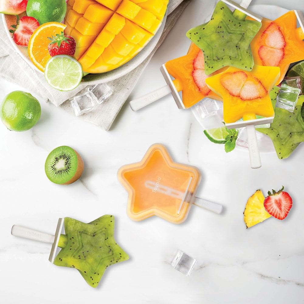 Tovolo Silicone Popsicle Molds With Sticks (4-Pack, Star) - Reusable Ice Pop Molds For Homemade Flavored Ice Pops & Frozen Snack