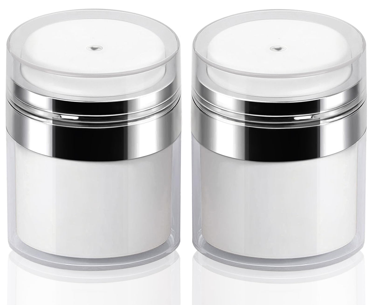 2Pack 50Ml Airless Pump Jar - 1.7 Oz Moisturizer Pump Dispenser, Lotion Dispenser, Drunk Elephant Container For Thick Moisturize