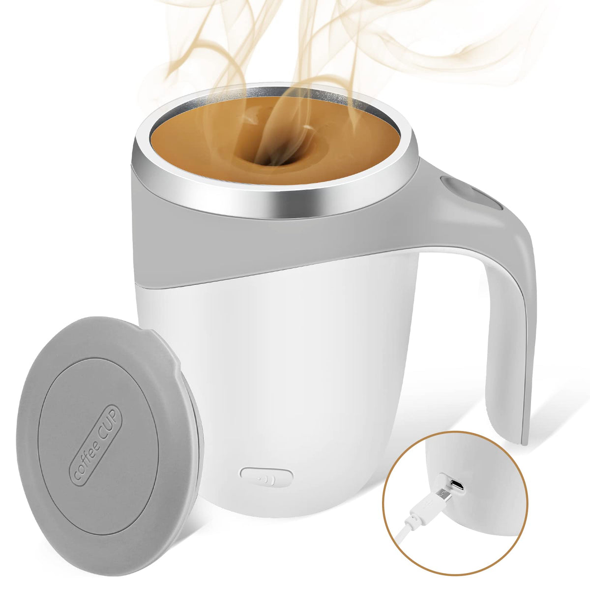 Self Stirring Mug,Rechargeable Automatic Magnetic Self Stirring Coffee Mug,Rotating Home Office Travel Mixing Cup,To Stir Coffee