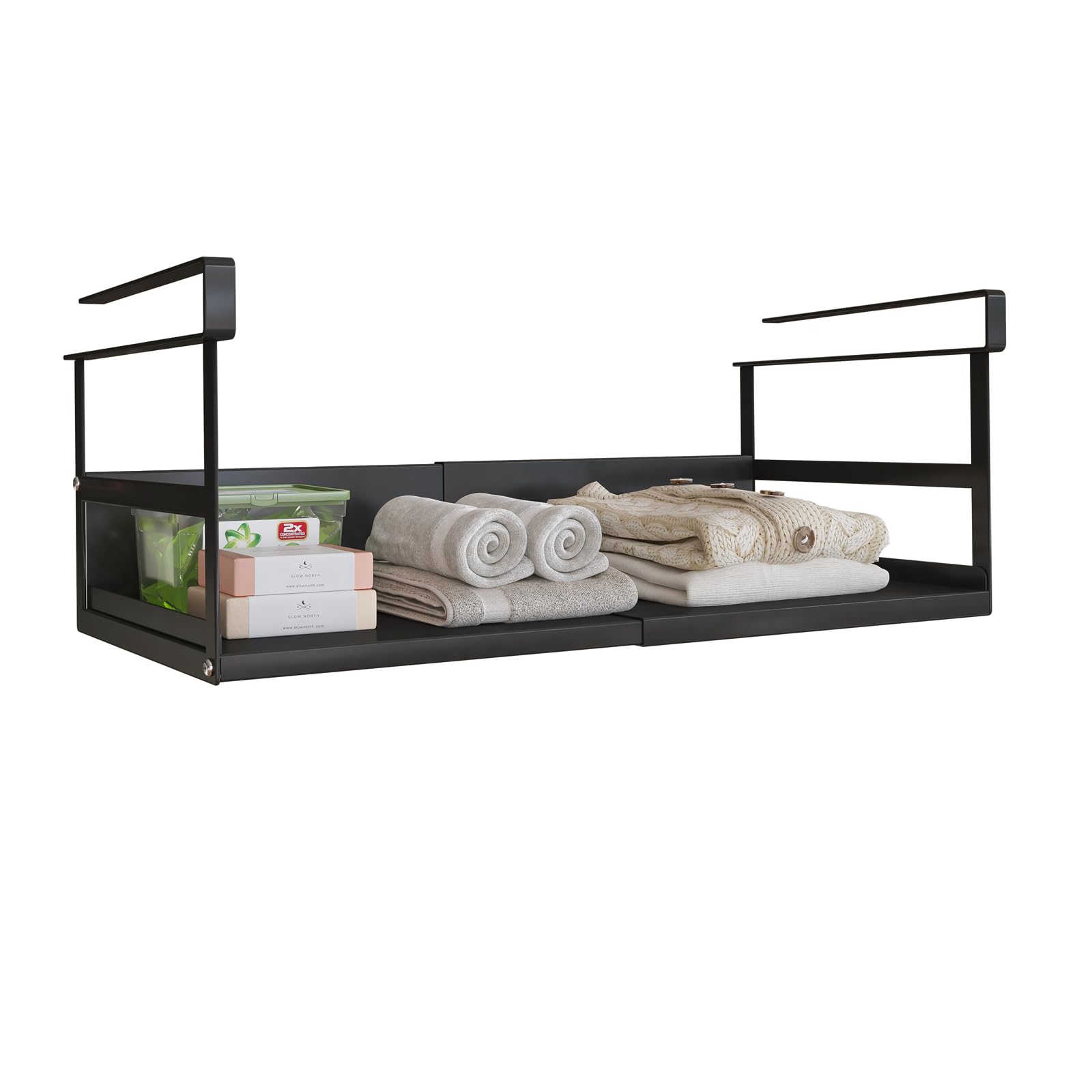SHINEWON Expandable Under Cabinet Shelf Organizer with 1.25 Inches Thick Clips, Heavy Duty Extendable Under Shelf Storage Basket