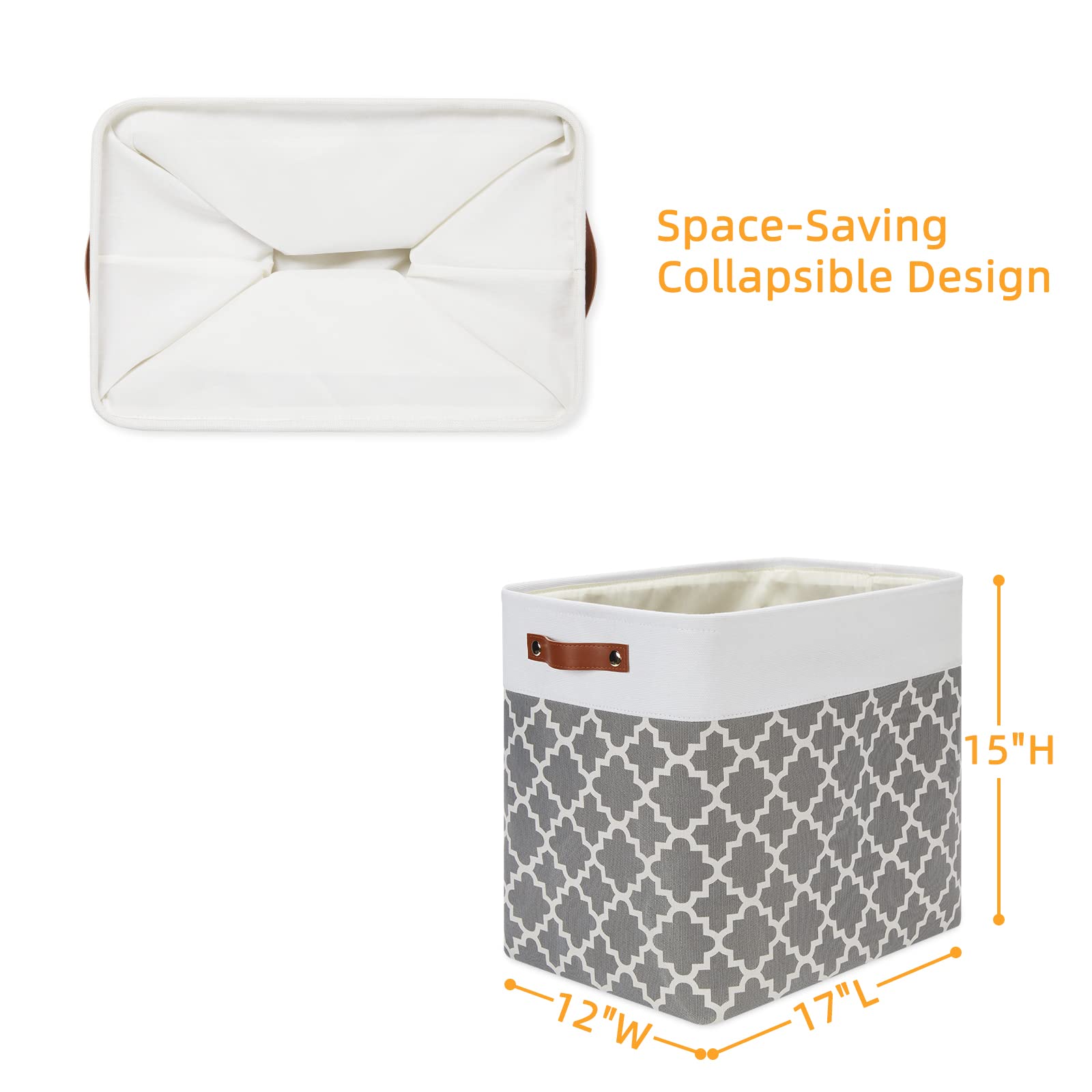 Dullemelo Storage Baskets Large 17''X12''X15'' Foldable Rectangular Storage Bins Baskets For Organizing [2 Pack] Fabric Nursery