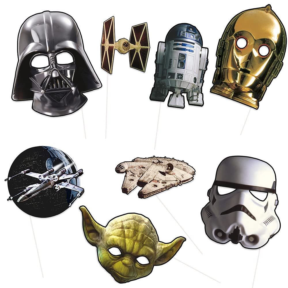 Star Wars Photo Booth Props (Pack Of 8) - Multicolor Cardboard - Ultimate Party Accessory For Kids' Birthdays & Themed Events
