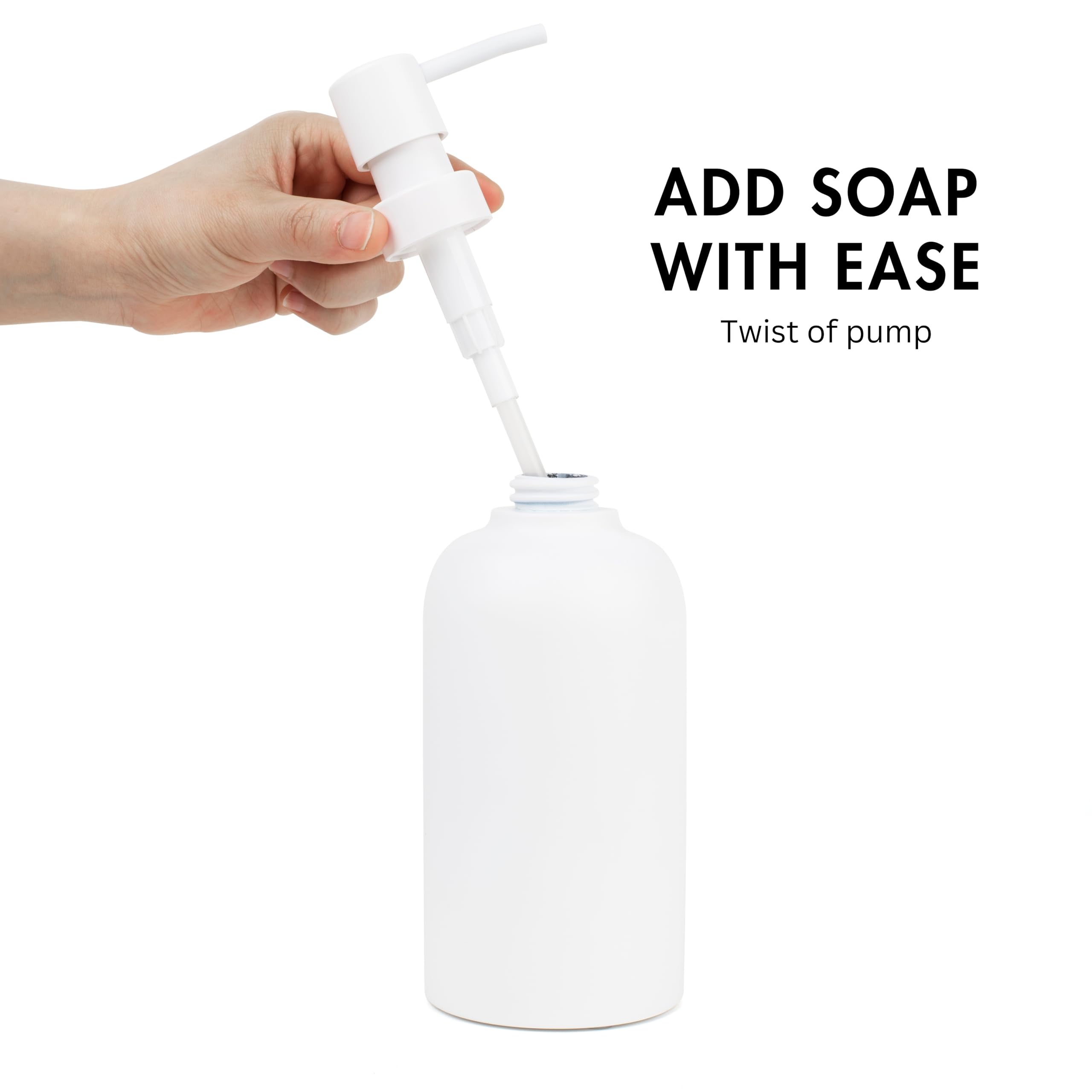 Yew Design Matte White Soap Dispenser for Bathroom  15oz Round Rustproof Liquid Hand Dish Soap Dispenser Pump for Kitchen Sink  Countertop  and Bathroom