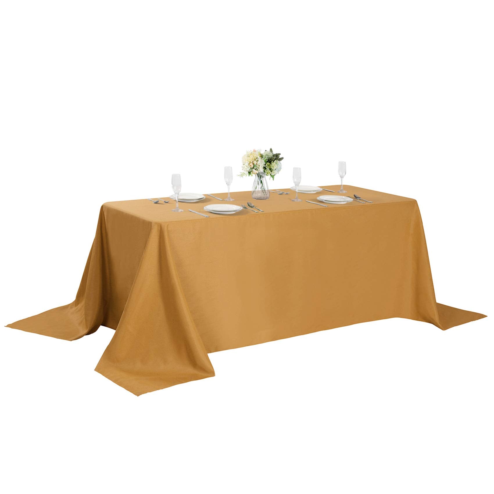Rectangle Tablecloth 90X156 Inch Washable Polyester Fabric Table Cloth For Wedding Party Dining Banquet Decoration(90X156, Gold)