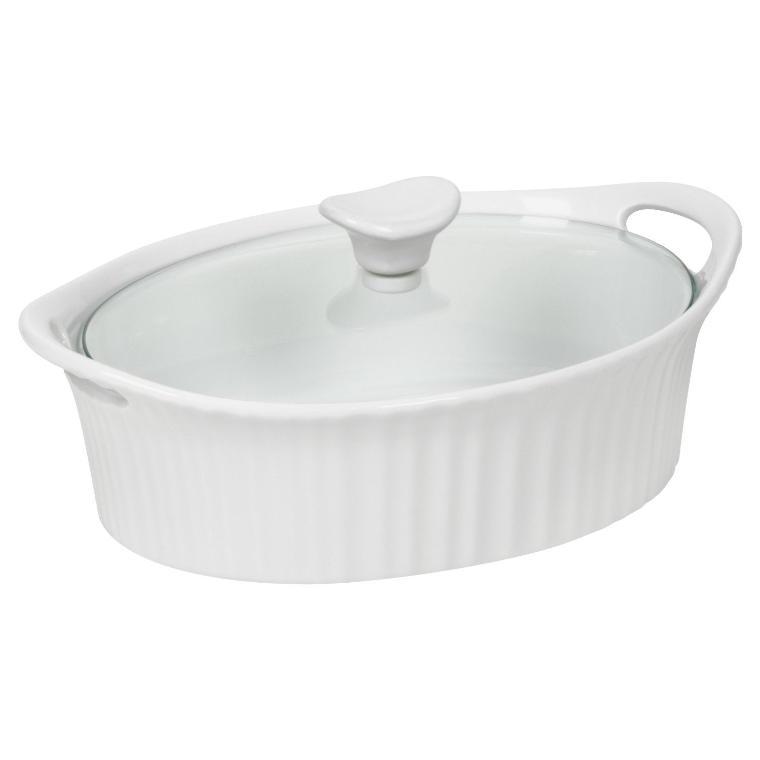 Corningware French White Iii Oval Casserole With Glass Cover, 1.5-Quart