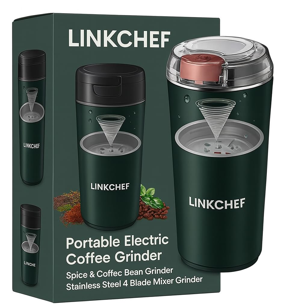 Linkchef Coffee Grinder Electric, Mini Grinder - Electric Portable Mixer For Kitchen, Coffee Beans Grinders, Masala & Spice Grin