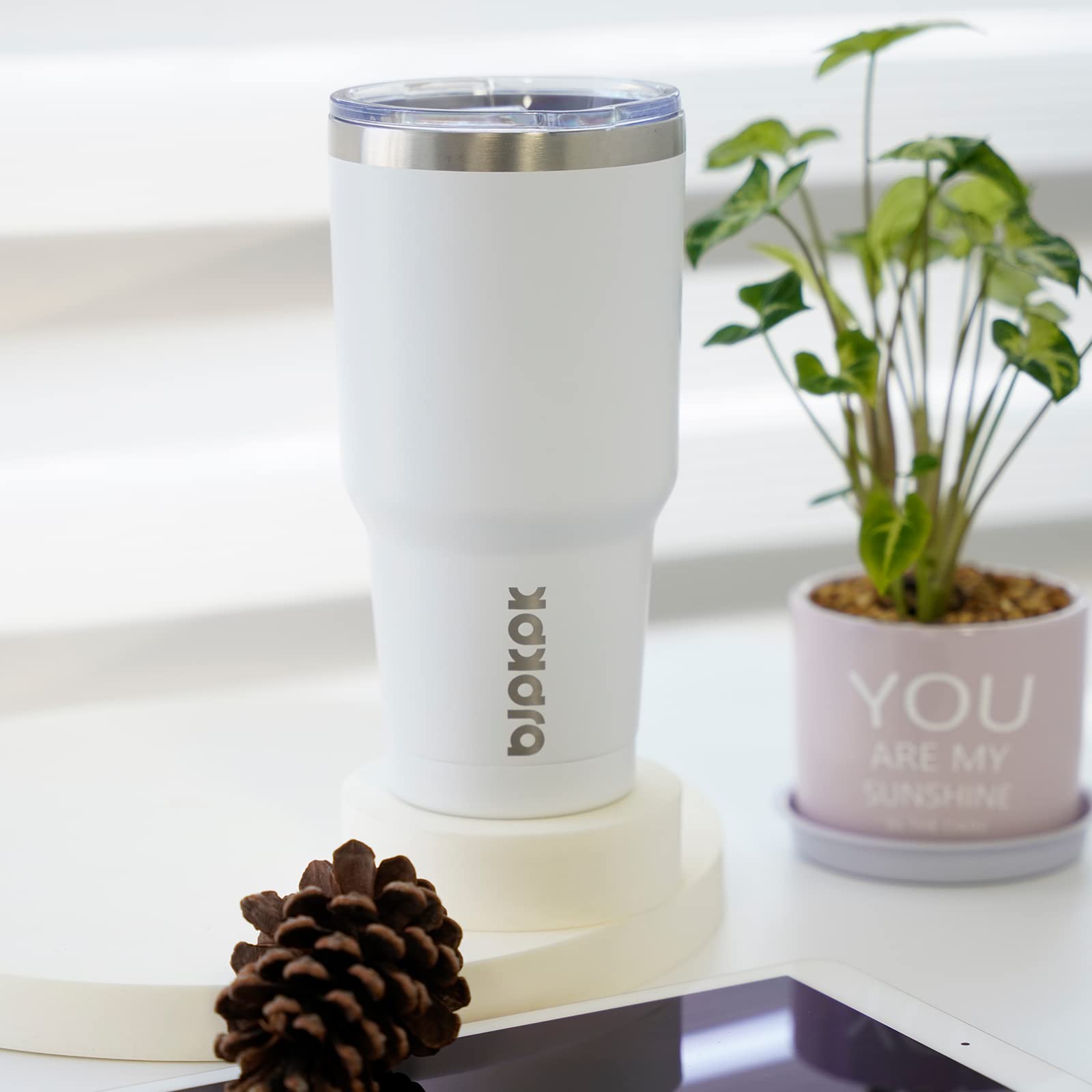 Bjpkpk 30 Oz Stainless Steel Insulated Tumbler With Lid And Straw Reusable Ice Travel Coffee Thermal Tumblers Cup,Brick Red - Va