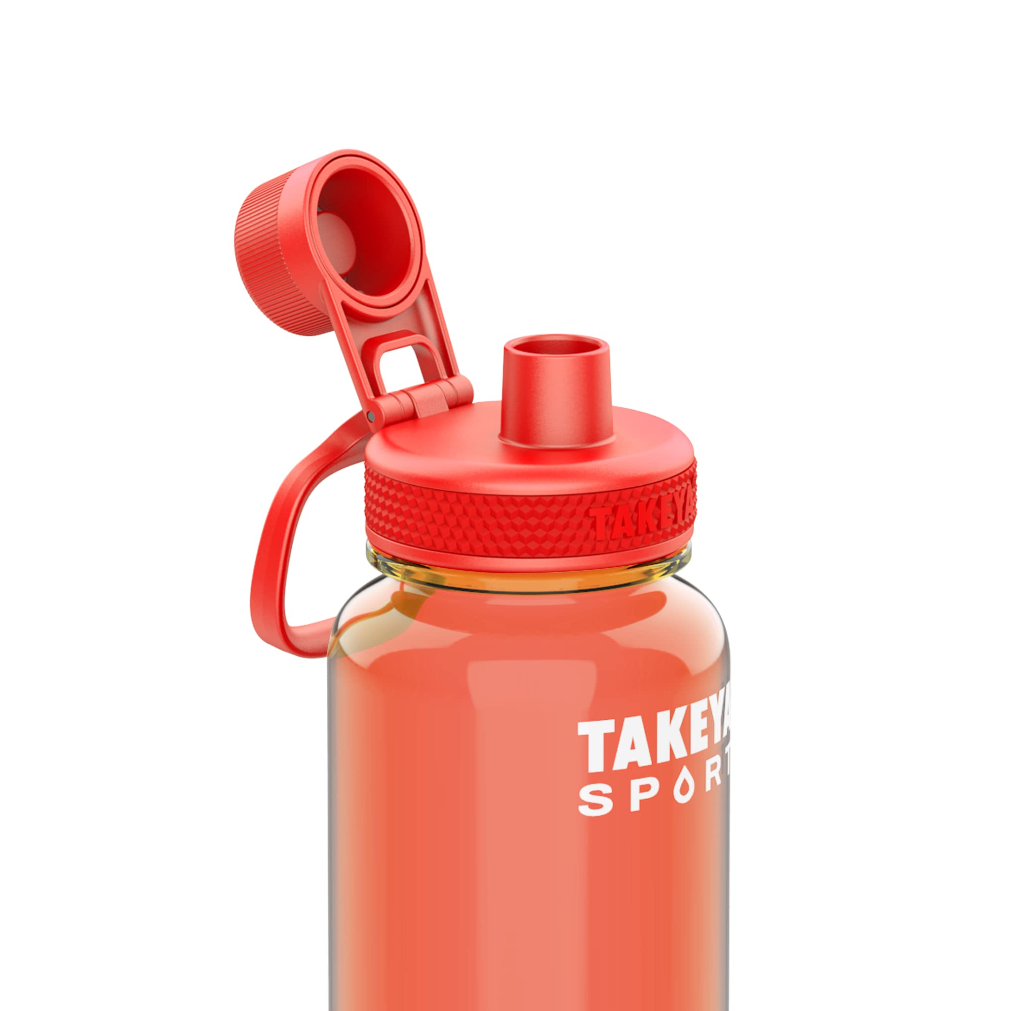 Takeya Sport 32 Oz Tritan Plastic Water Bottle With Spout Lid, Premium Quality, Bpa Free, Pro Fire