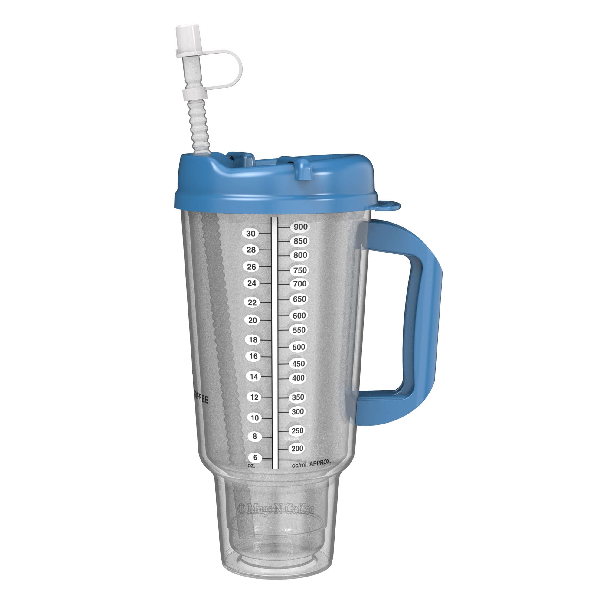 32 Oz Double Walled Hospital Mug With Straw - Car Mug Fits In Most Cup Holders | Travel Mug (Pearl Blue)