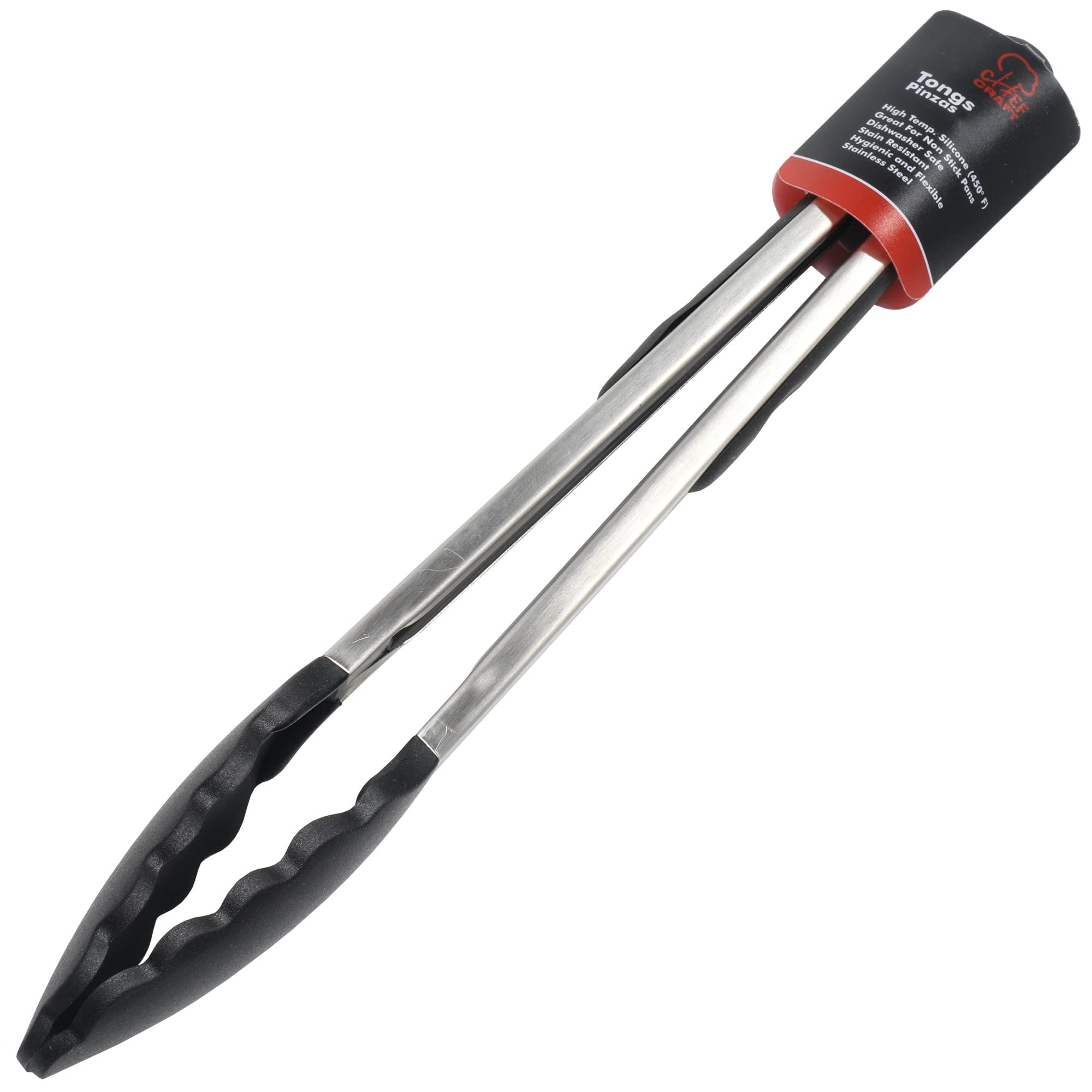 Chef Craft Premium Silicone Cooking Tongs, 12 Inch, Black