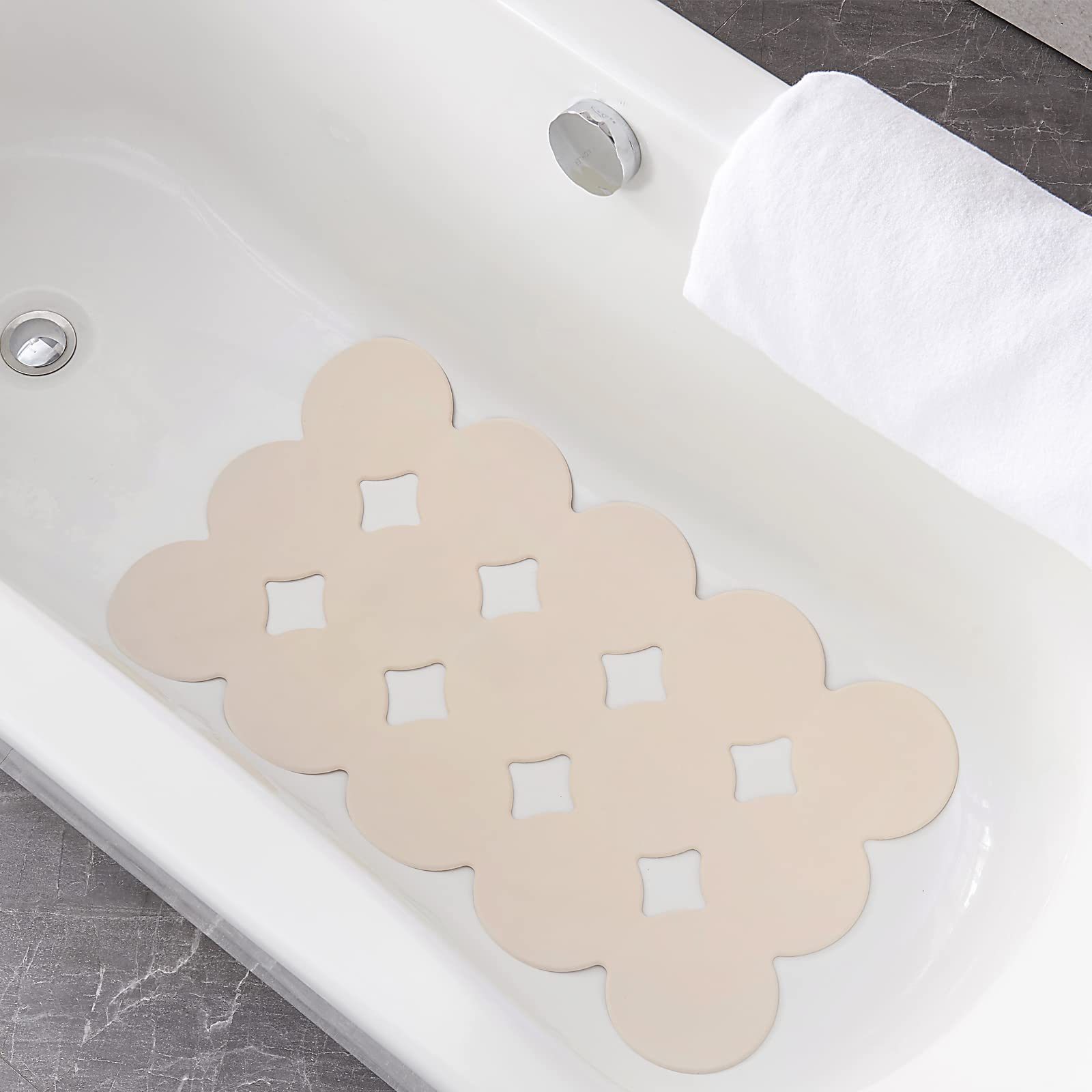 Webos Patented Non Slip Bathtub Mat Shower Bath Mats With Strong Suction Cups Soft Heavy Duty Natural Rubber Superior Grip&Drain