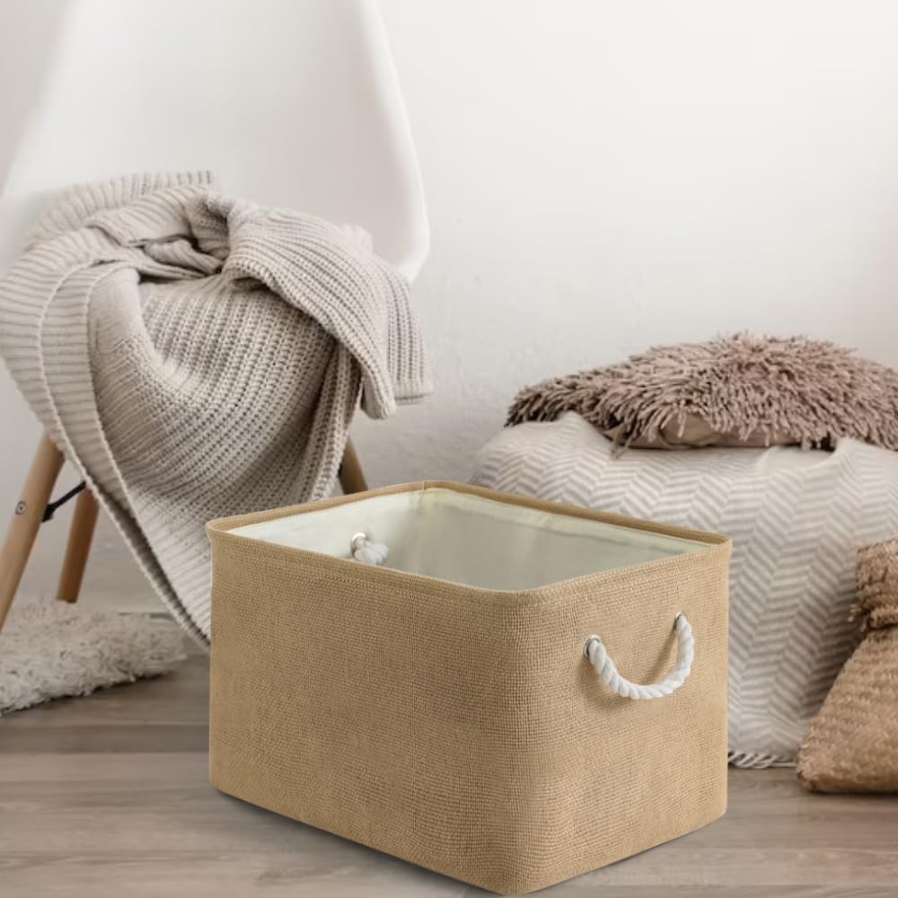 Sacyic Organization And Storage Basket For Organizing - 17X15X12 Inch 2 Pack Collapsible Baskets For Shelves, Fabric Storage Cub