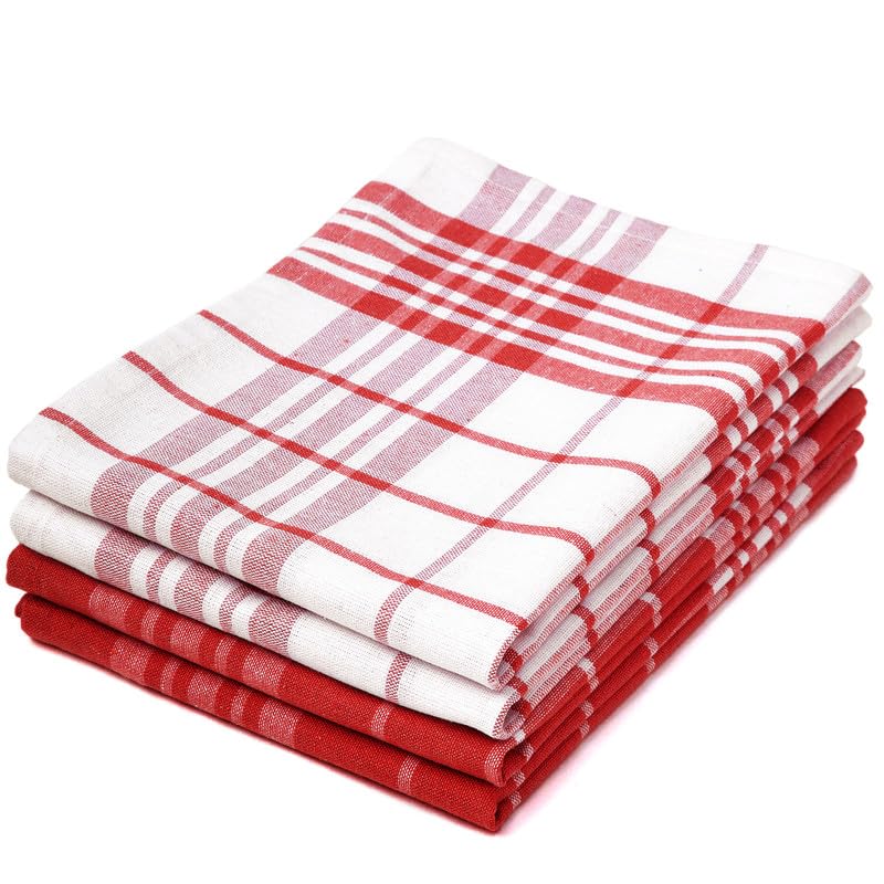 Encasa Terry Kitchen Towel Set - 70X45 Cm - Multipurpose Absorbent Cleaning Cloth, Reusable Hand Towel And Dish Cloth (Pack Of 4