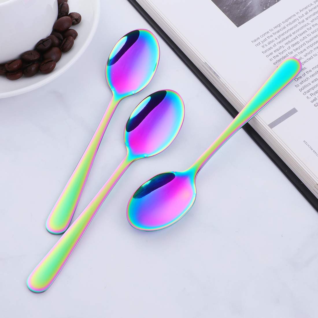 Buyer Star 12 Pieces Rainbowteaspoons 5.5-Inch Mini Coffee Spoons Stainless Steel Sugar Demitasse Espresso Spoons