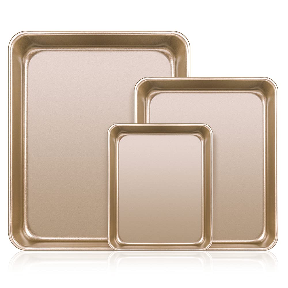 Amagabeli Garden & Home Baking Pan Cookie Sheets Set Of 3 Tray 9/11/13 Inch Cookie Sheets For Baking Oven Roasting Pan Barbeque