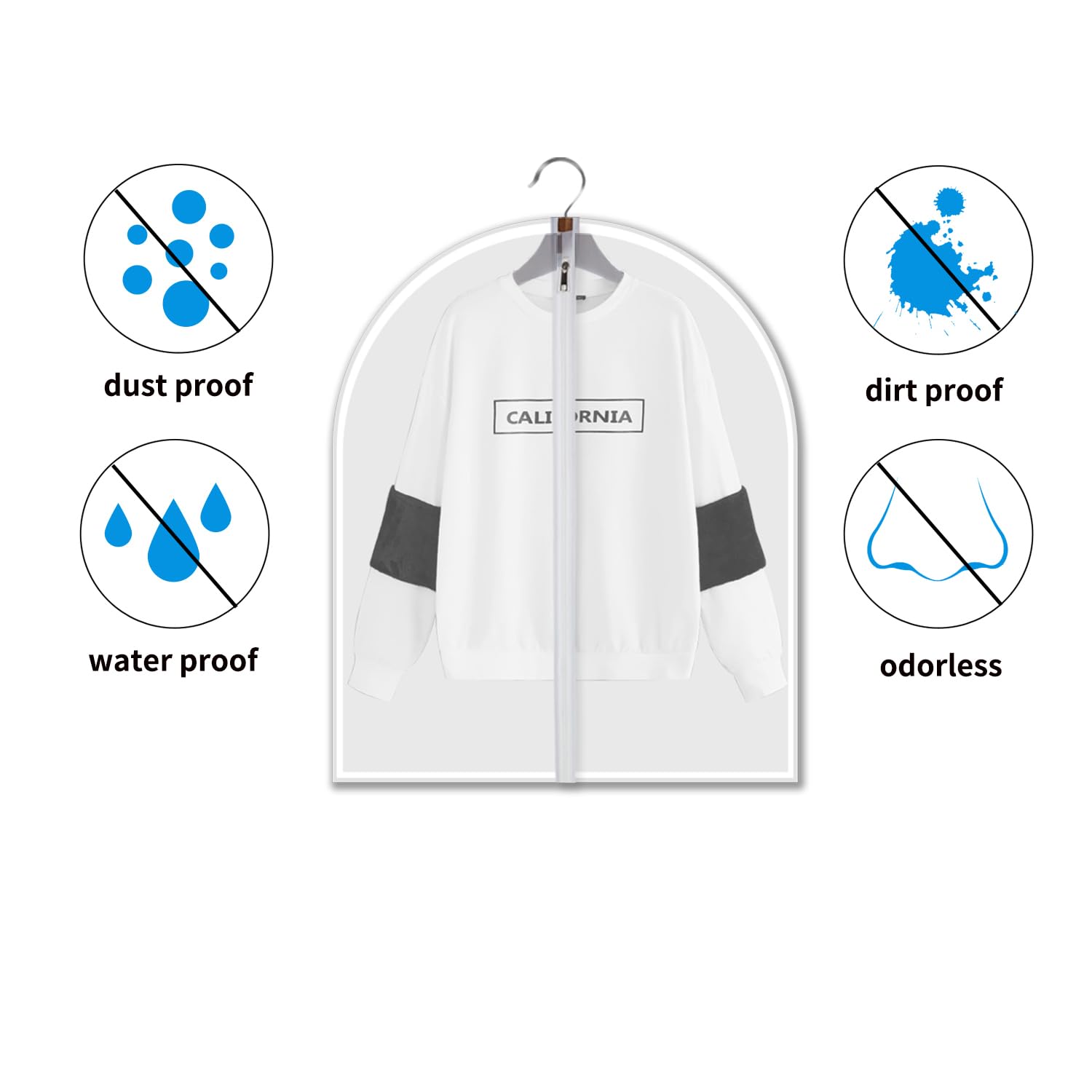 Plastic Garment Bags Clothing Storage Bags Hanging for Closet Storage Cloth Bags with Zipper for Suit Dress  Coat Travel Closet Clear Garment Bags Dust Garment Cover-24 ''X31 ''/6 Pack