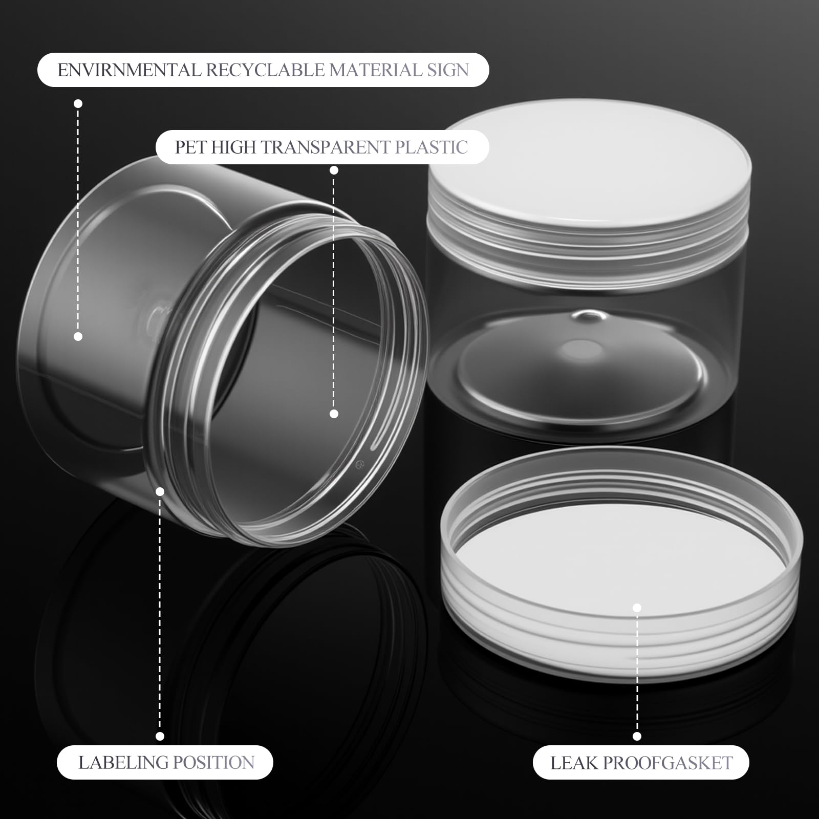 Patelai 16 Pack 4 Oz Empty Slime Container Jars With Lids Round Clear Plastic Jars Wide Mouth Refillable Storage Organizer For S