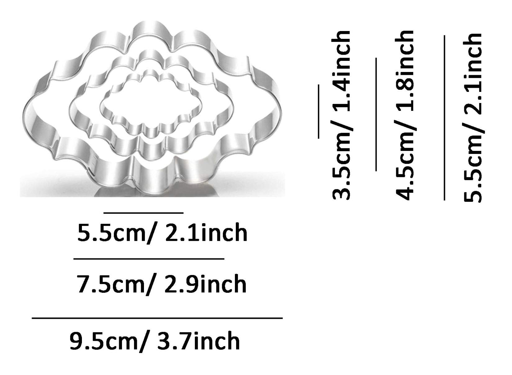 Wjsyshop 3 Piece Oval Plaque Frame Cookie Cutter