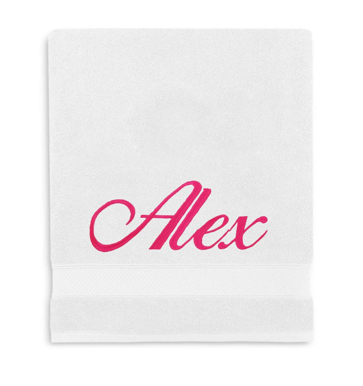 Liberty21 Monogrammed Personalized Bath Towel. Custom Embroidered Towel. (White)