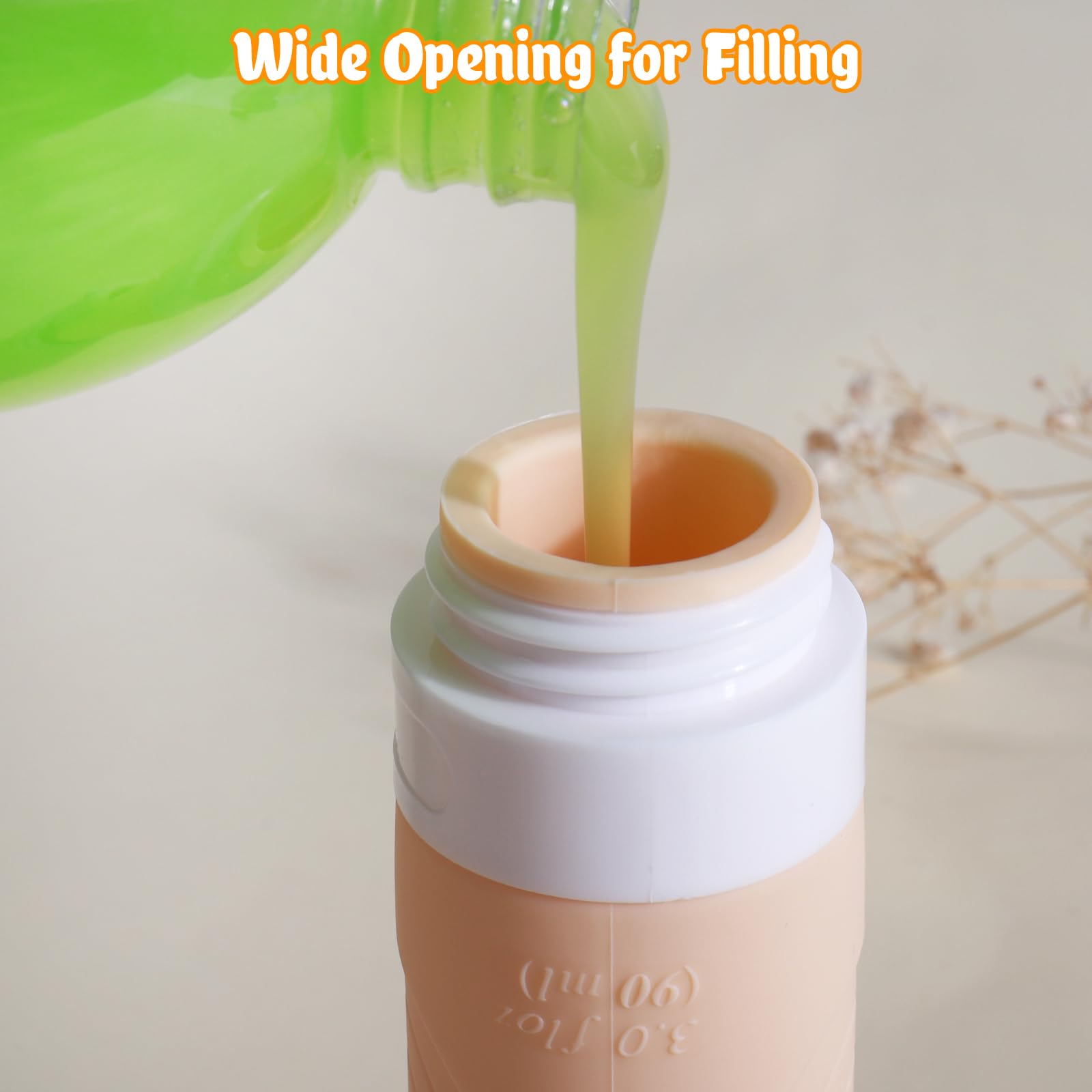 Glamfields Tsa Approved Travel Bottles For Toiletries, 3Oz Size Leak Proof Silicone Containers For Shampoo, Conditioner,Easy To