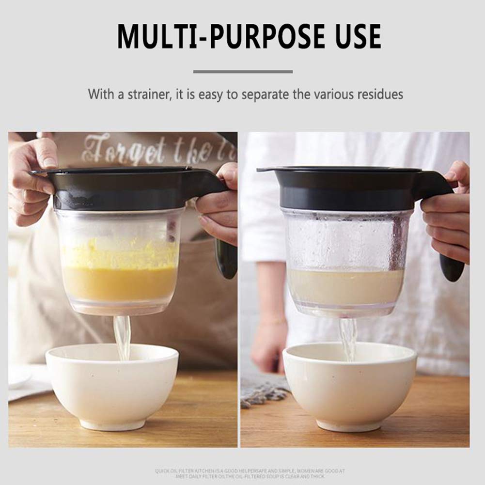 4-Cup Fat Separator Oil Separator With Bottom Release - Gravy Grease Separator For Cooking, Healthier Gravy, Soup, Easy Press Di