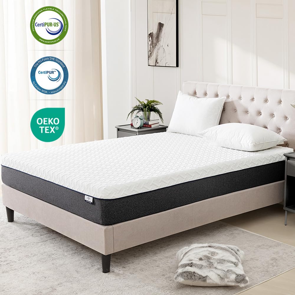 Gelsea Queen Mattress,10 Inch Memory Foam Mattress In A Box,Green Tea Infused,Hypoallergenic Bamboo Charcoal,Made In Usa,Queen S