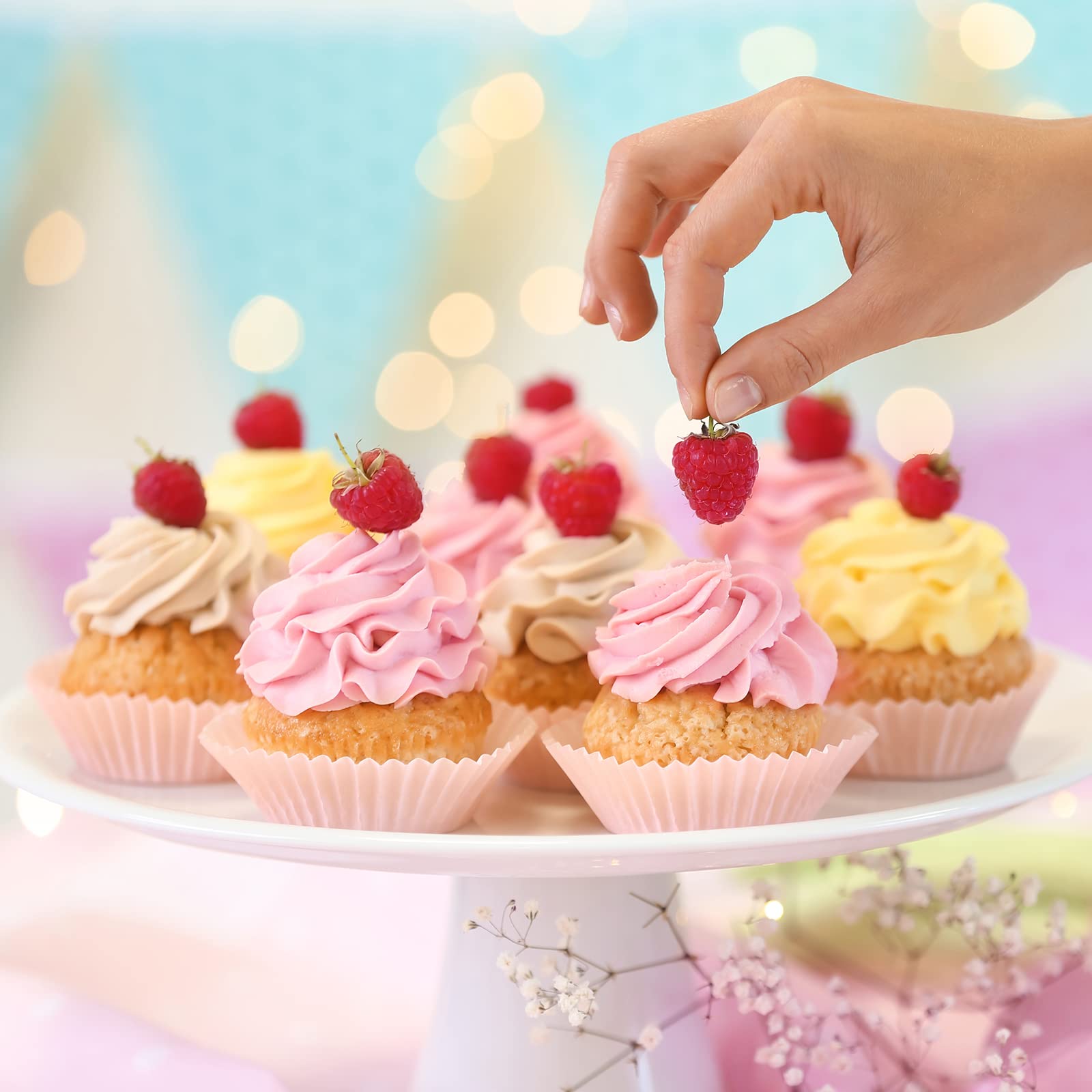 Cokiecan 1000 Pcs White Mini Cupcake Liners Small Muffin Liners No Smell Premium Greaseproof Paper Cupcake Wrappers Baking Cups