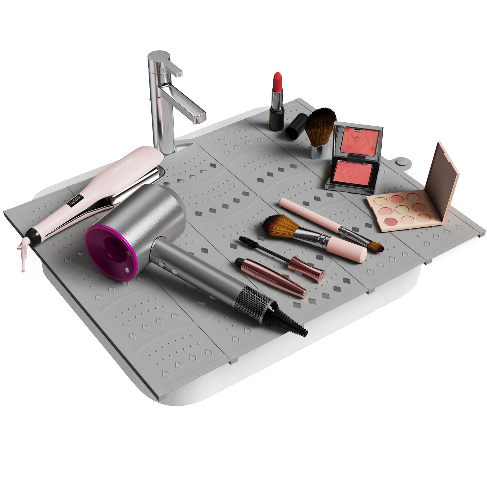 Johamoo Bathroom Sink Cover For Counter Space, Sink Topper Foldable Sink Cover, Silicone Makeup Organizer Mat Space Saver, Small