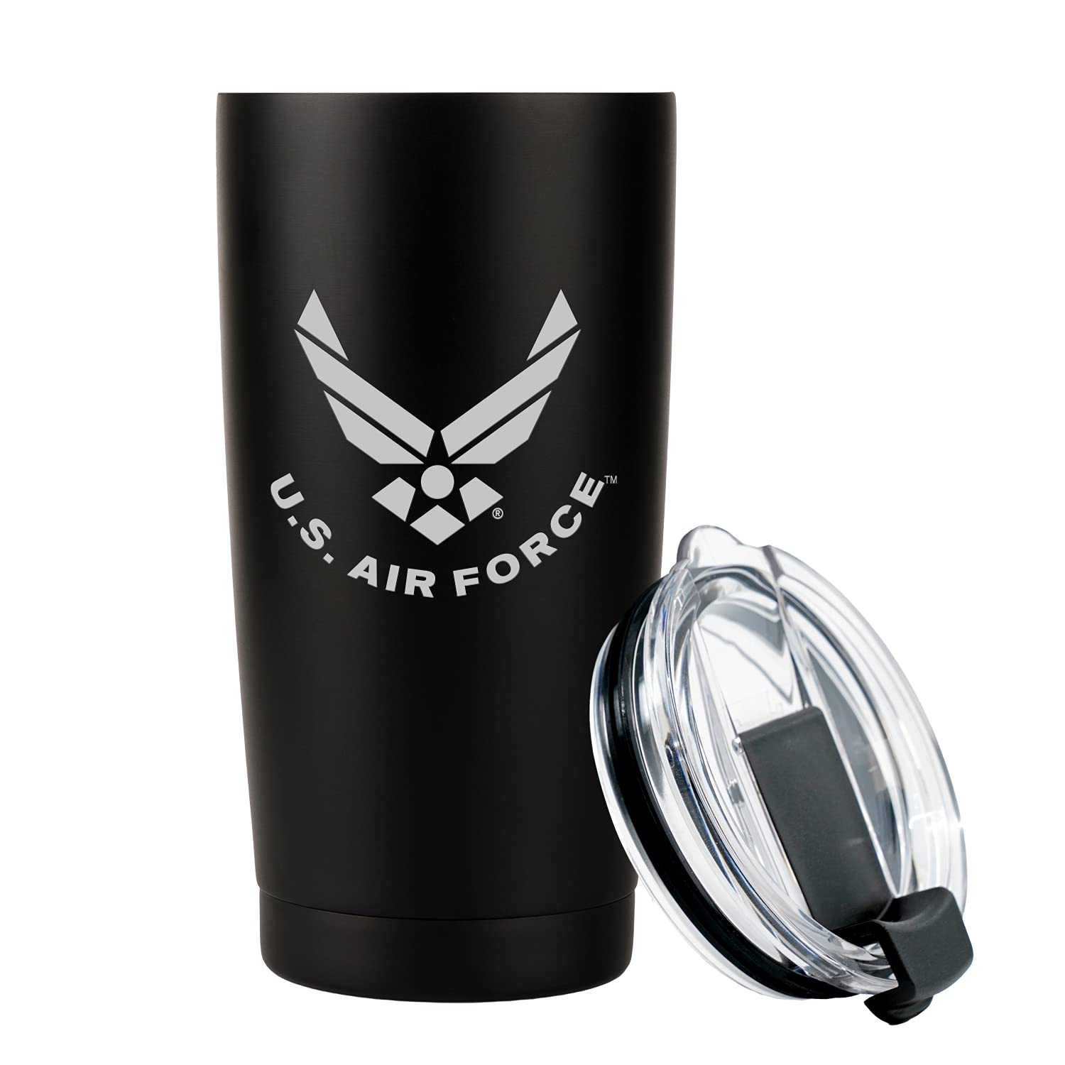 20oz Air Force Tumbler, Double-Walled Insulated Steel USAF Coffee Mug with Lid | Air Force Gifts | USAF 20oz Tumbler
