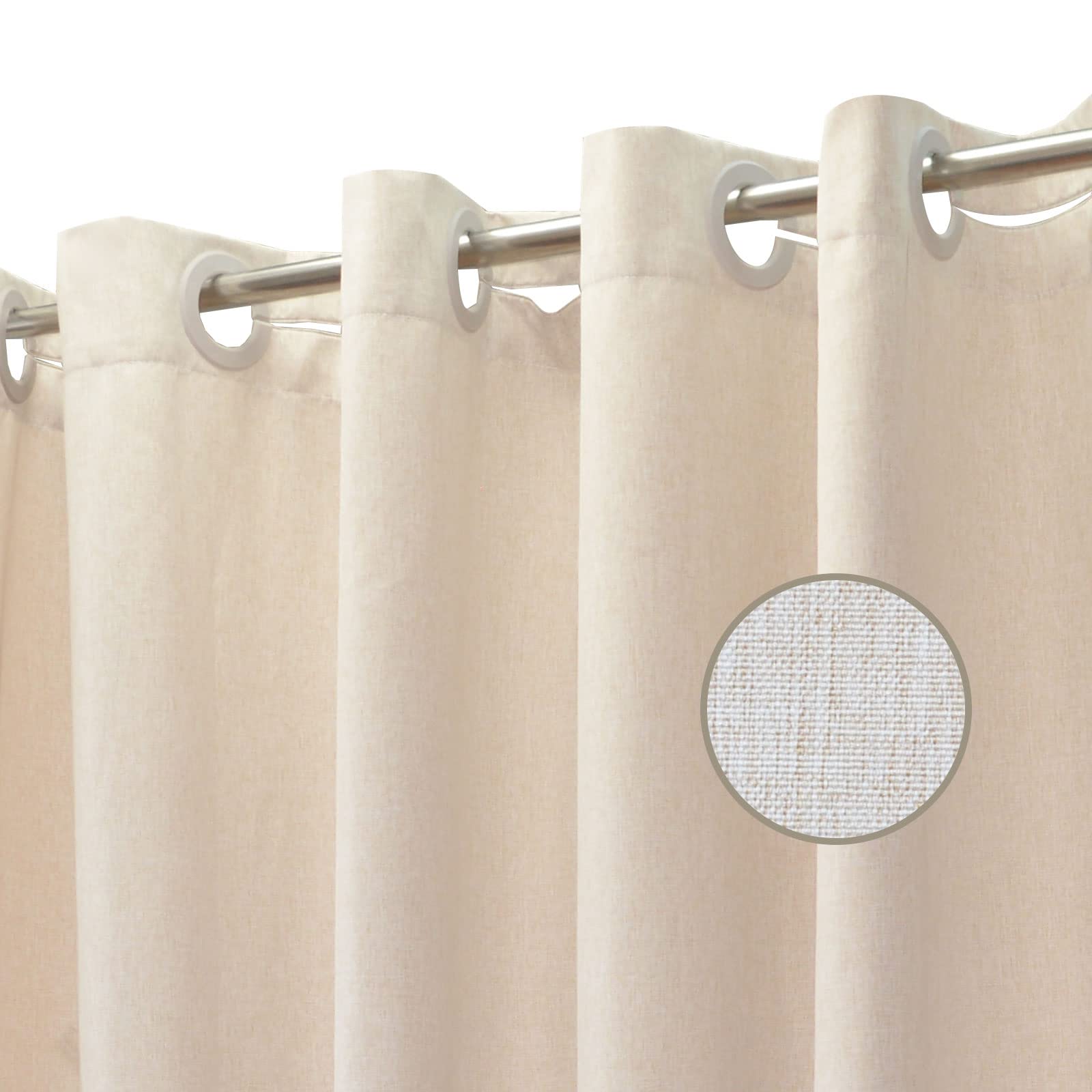 Yisure Beige Linen Shower Curtain 84 Inches Long, No Hook Needed Heavy Duty Fabric Shower Curtain For Bathroom, 72X84