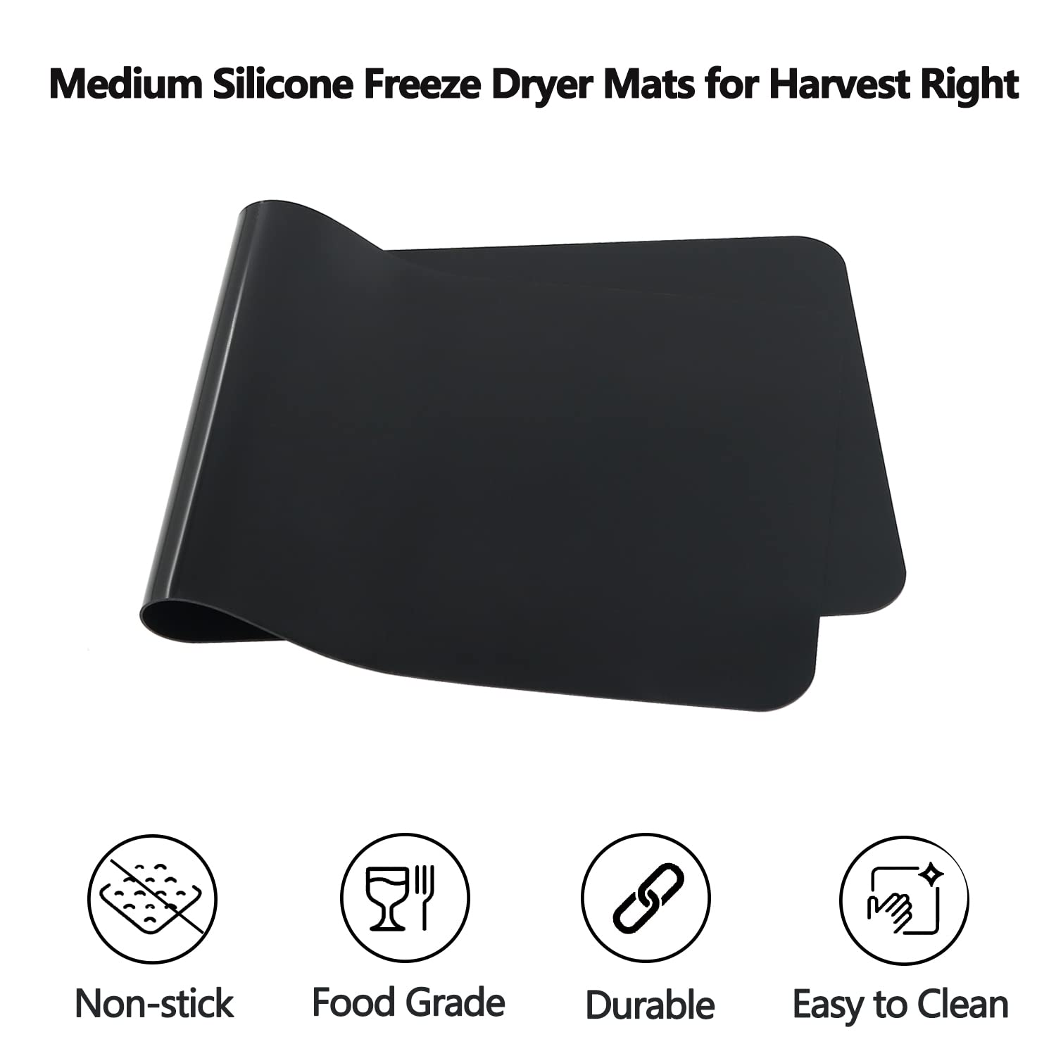 4 Pack Medium Silicone Freeze Dryer Mats For Harvest Right Freeze Dryer Tray Accessories (Black)