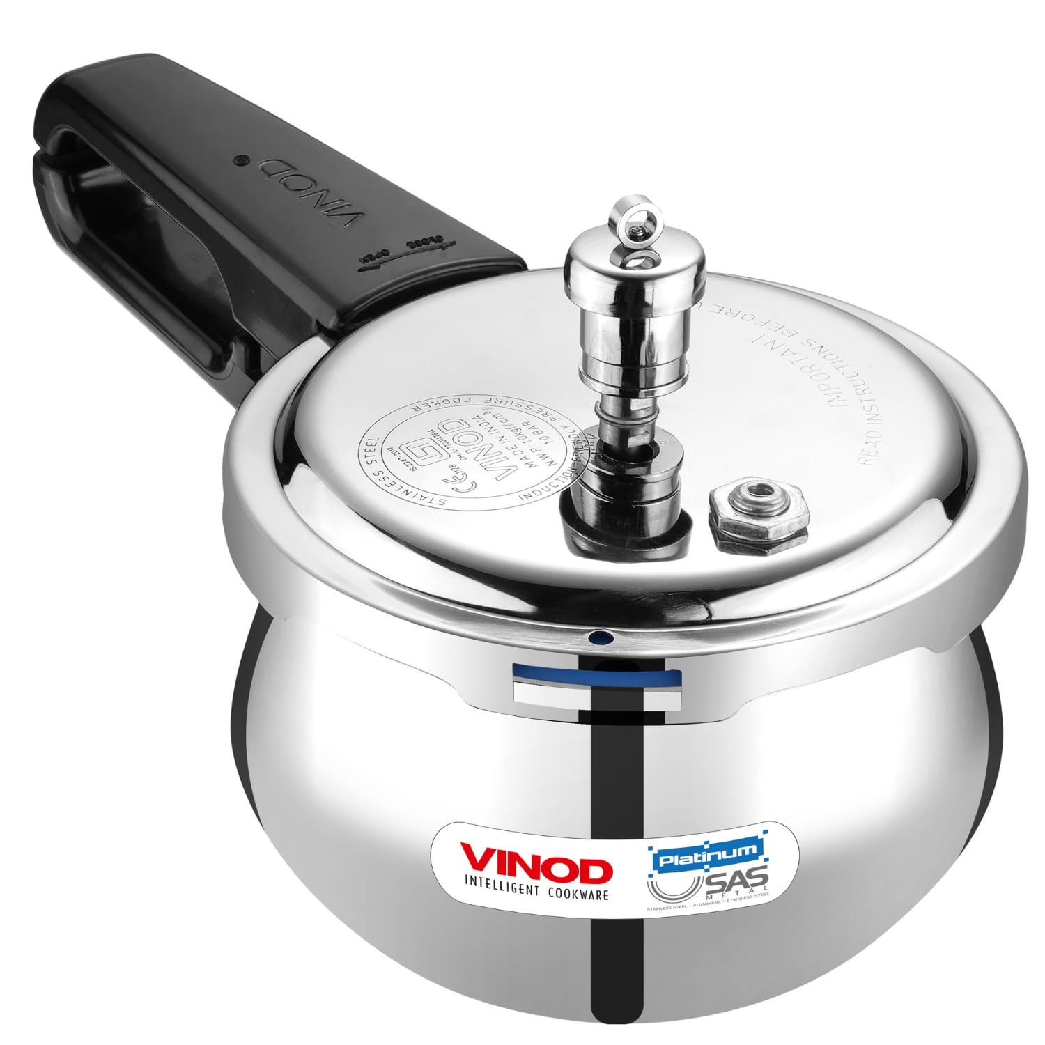 Vinod Splendid Plus Stainless Steel Pressure Cooker Outer Lid 7 Litre | Sas Bottom Handi Cooker Induction And Gas Base | Isi And