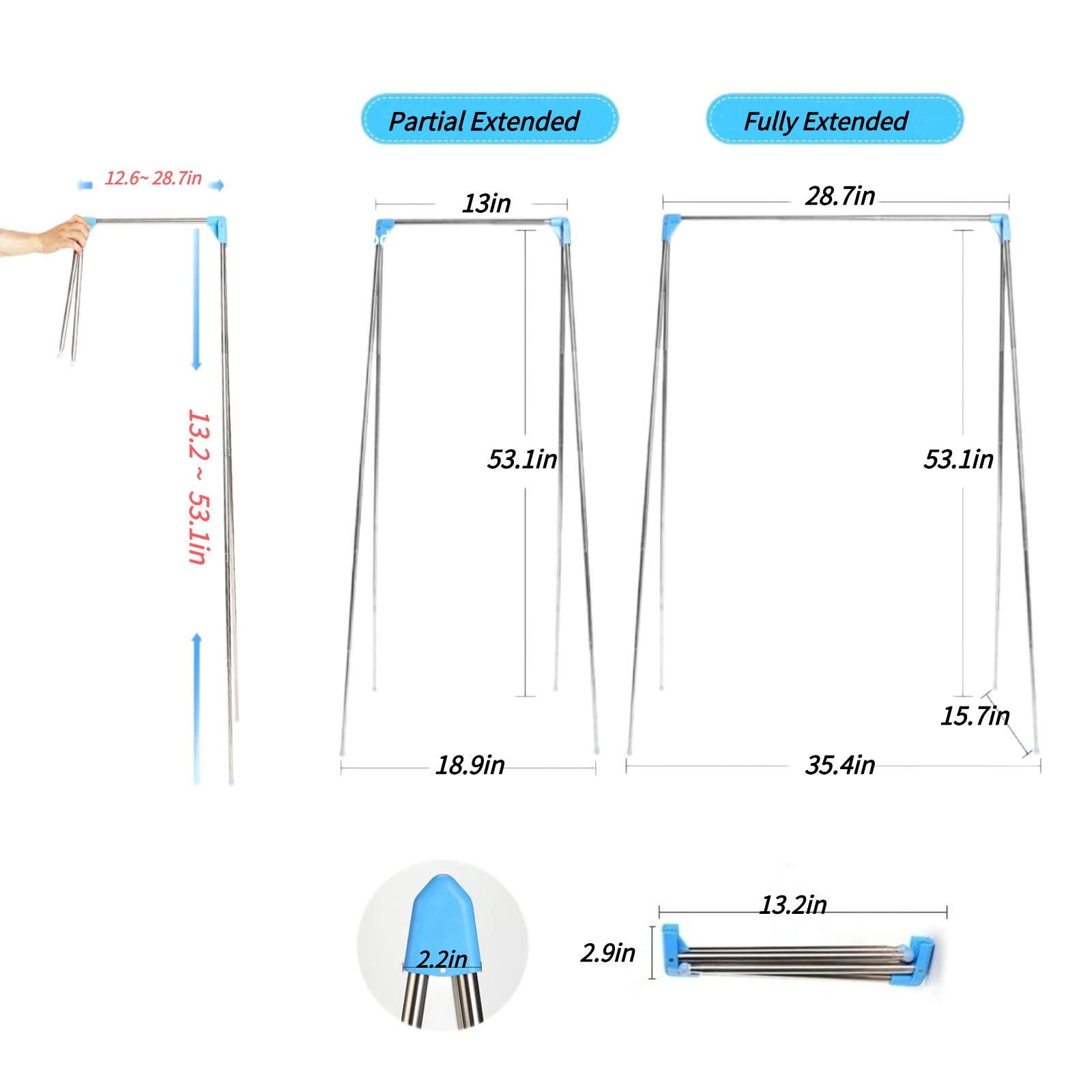 Portable Travel Garment Rack, Compact Stainless Steel Foldable Mini Drying Clothes Rack For Travel, Camping, Hotel Room, Laundry