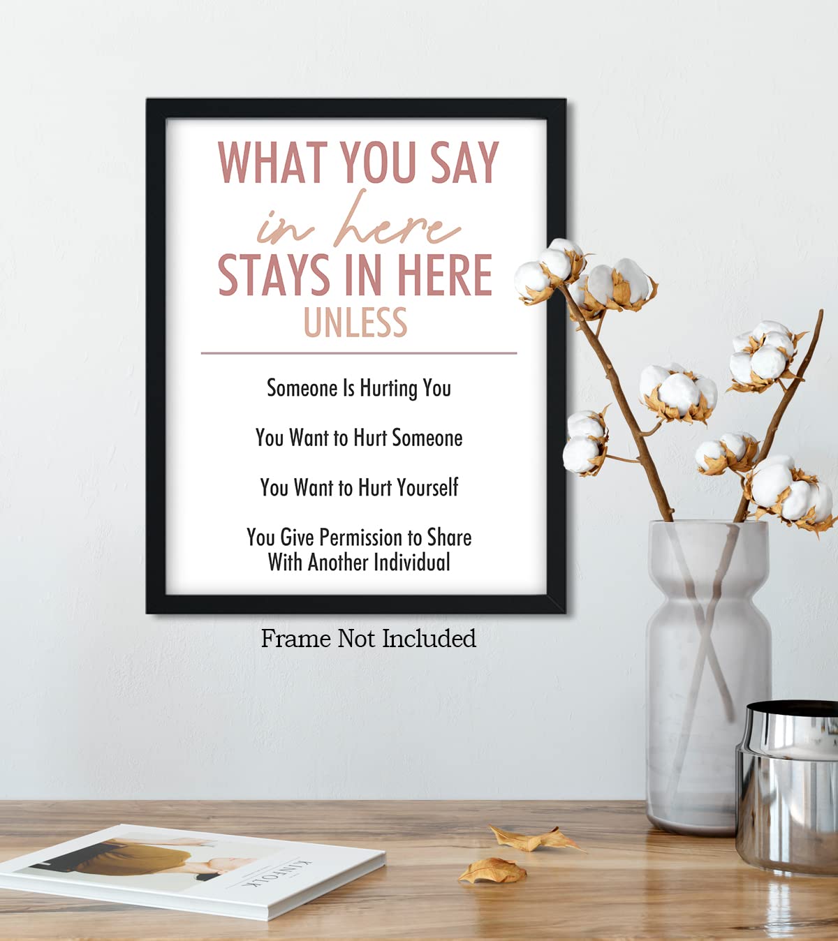 Govivo What You Say In Here Stays In Here - Wall Decor For Therapy Office - Mindfulness Wall Decor - Counseling Office - Mental