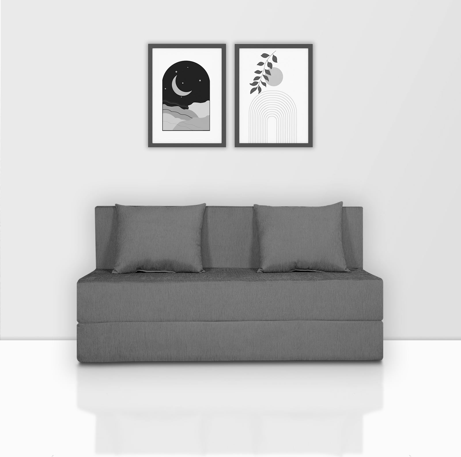 Adorn India Easy 2 Seater Sofa Cum Bed (Alyn Pattern) Size 4 X 6 Ft (Grey Color) (1 Year Warranty)